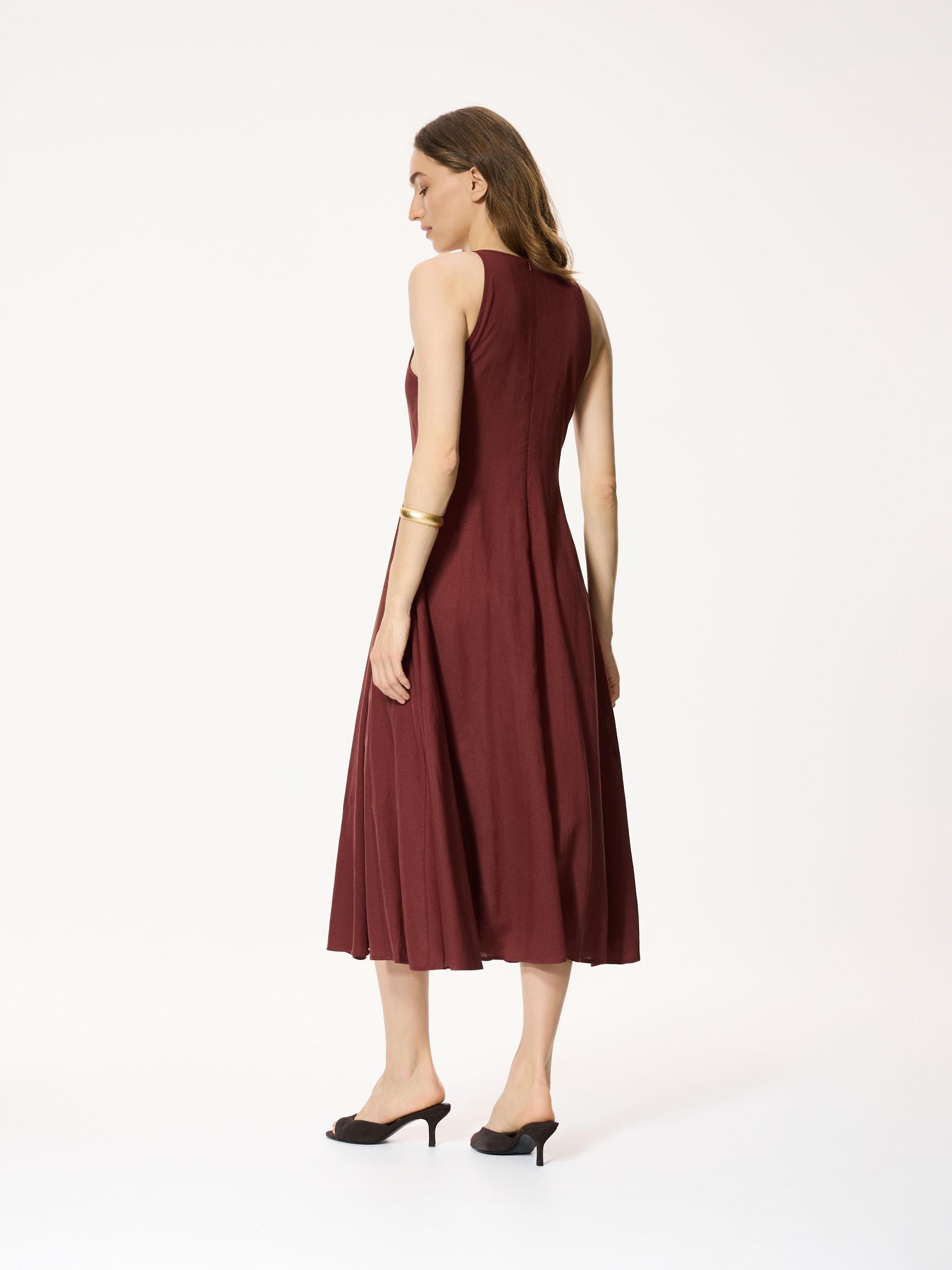 Maroon Linen Rich Dress, Burgundy, large image number 2
