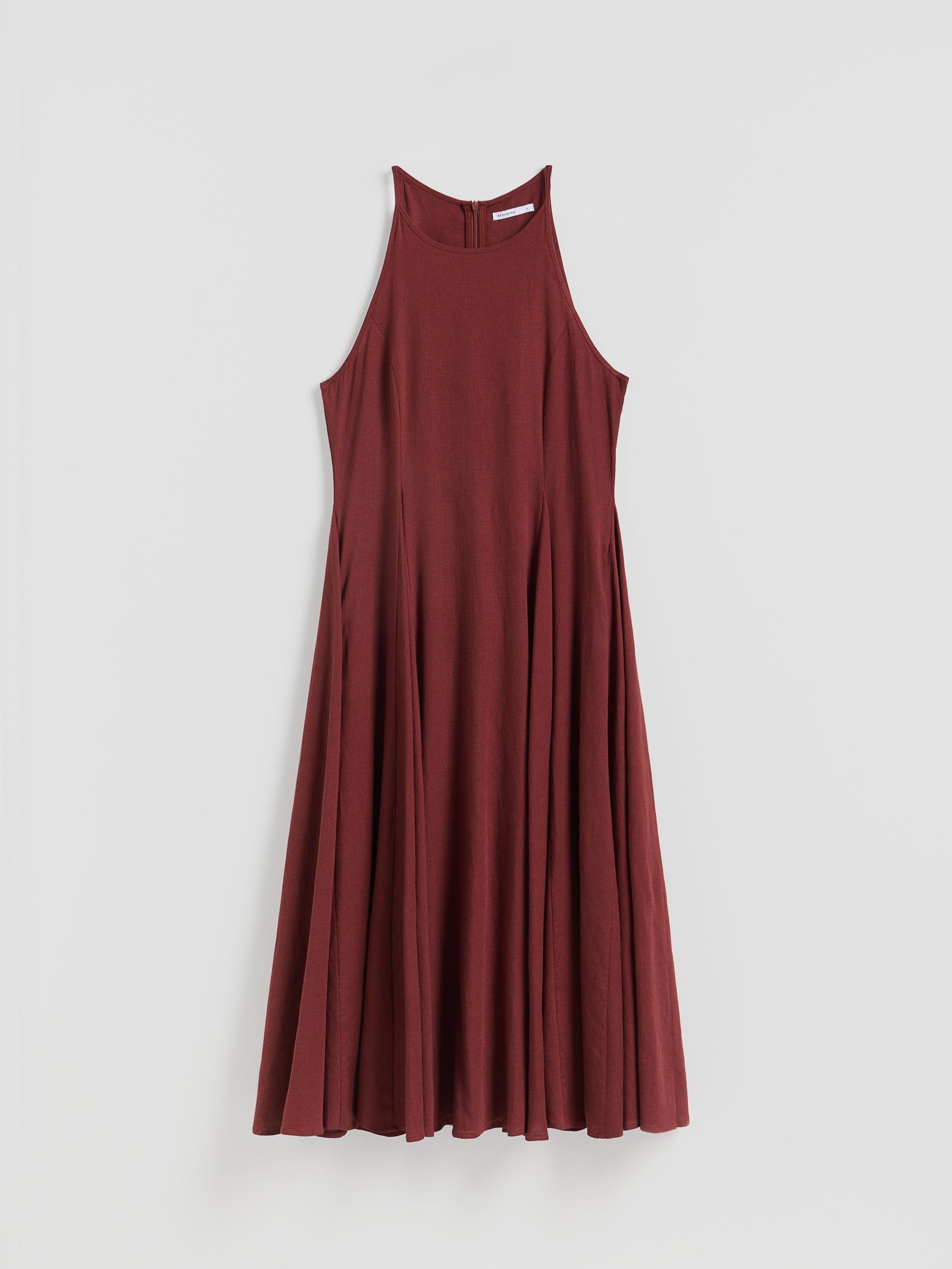 Maroon Linen Rich Dress, Burgundy, large image number 5