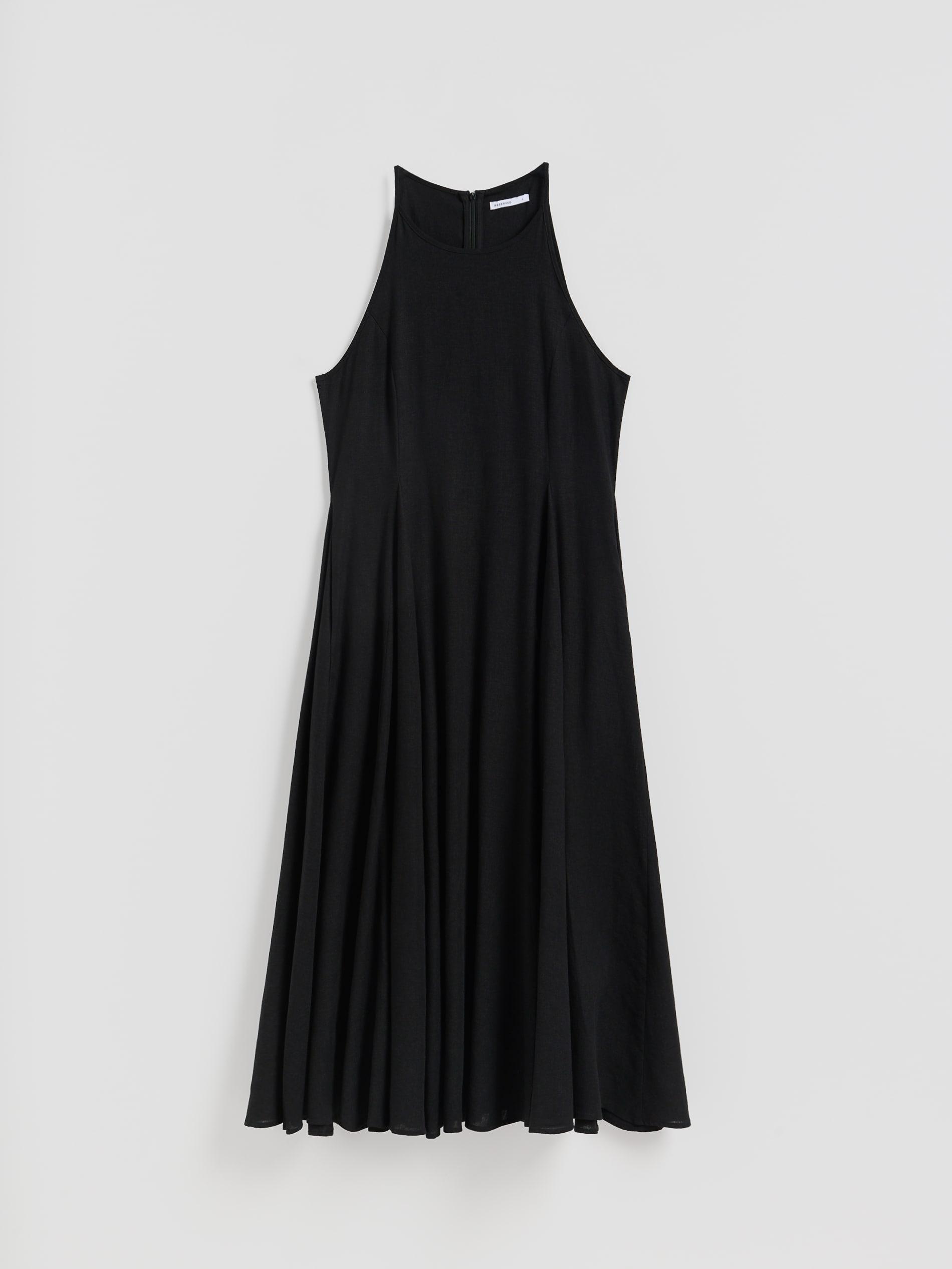 Black Linen Rich Dress, Black, large image number 5