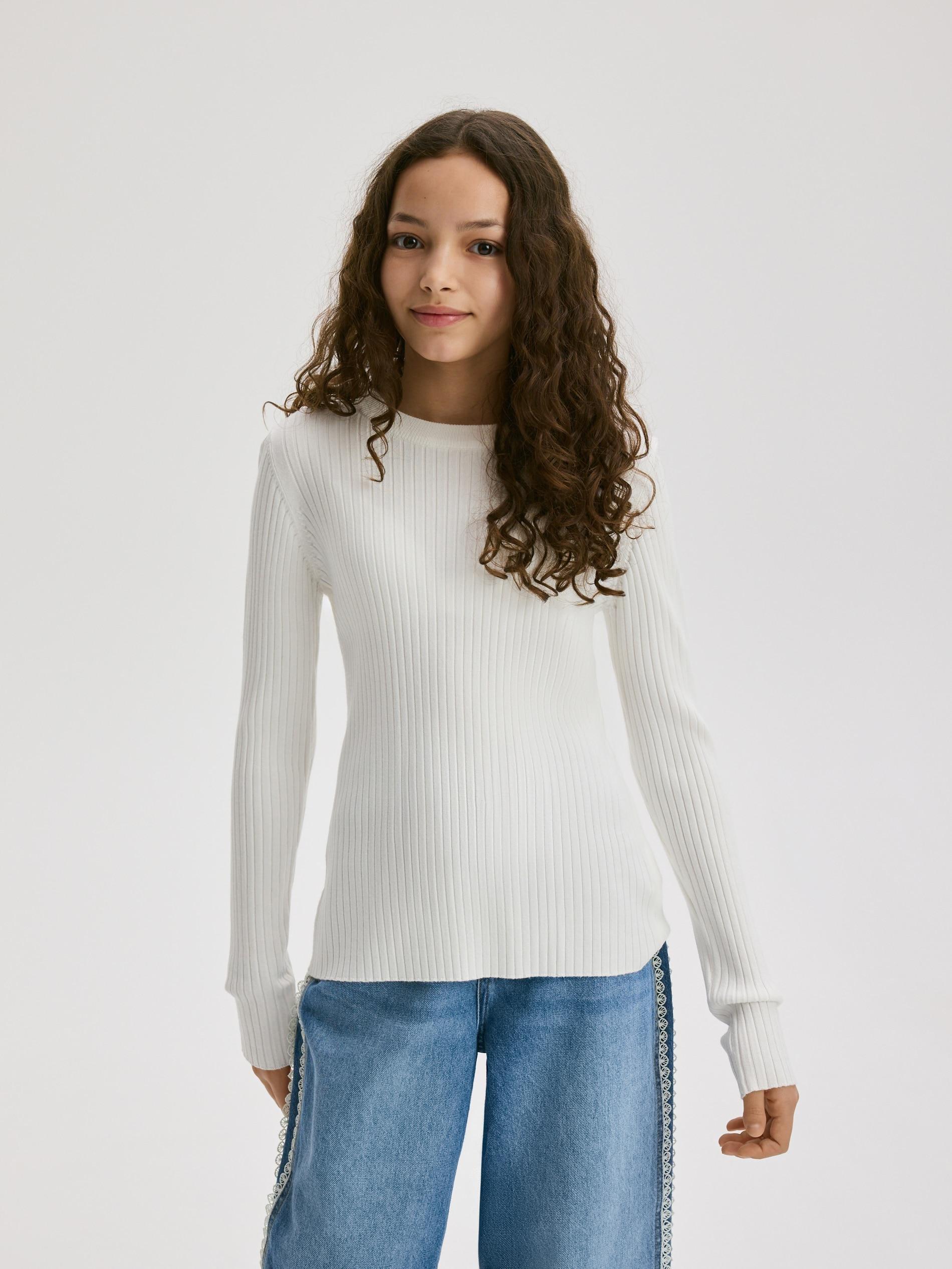 Cream Rib Knit Jumper, Ivory, large image number 1