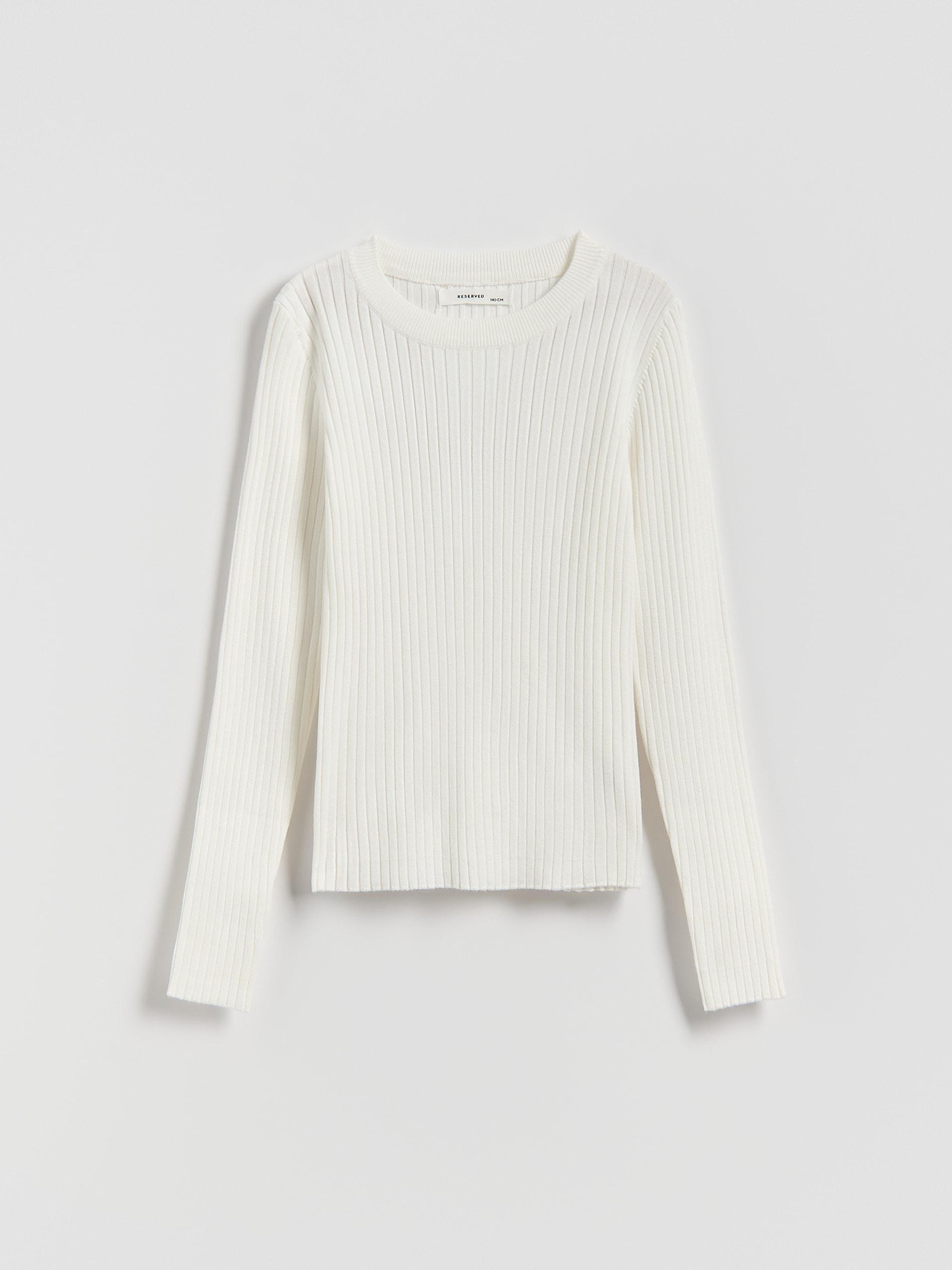 Cream Rib Knit Jumper, Ivory, large image number 3