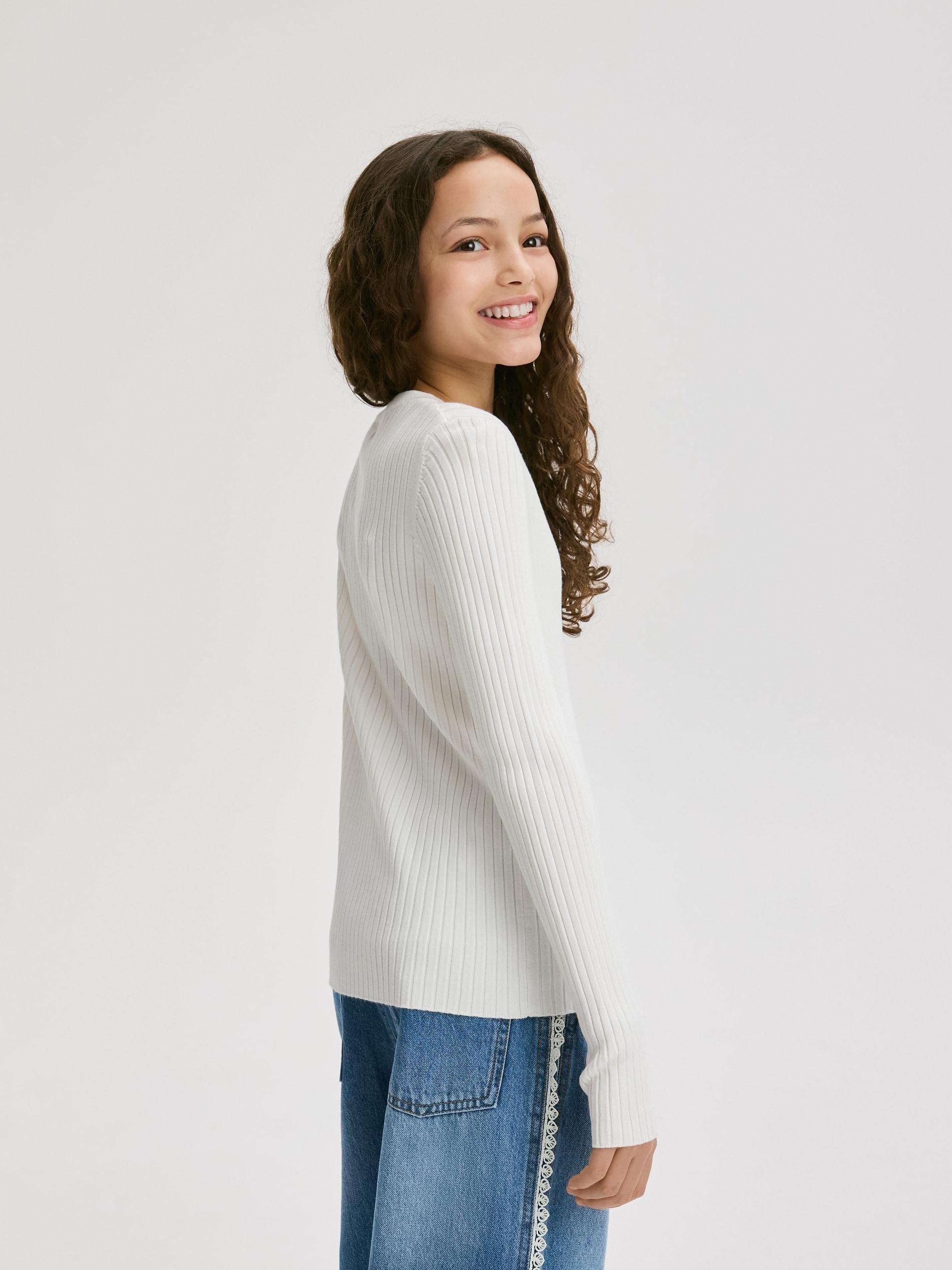 Cream Rib Knit Jumper, Ivory, large image number 4