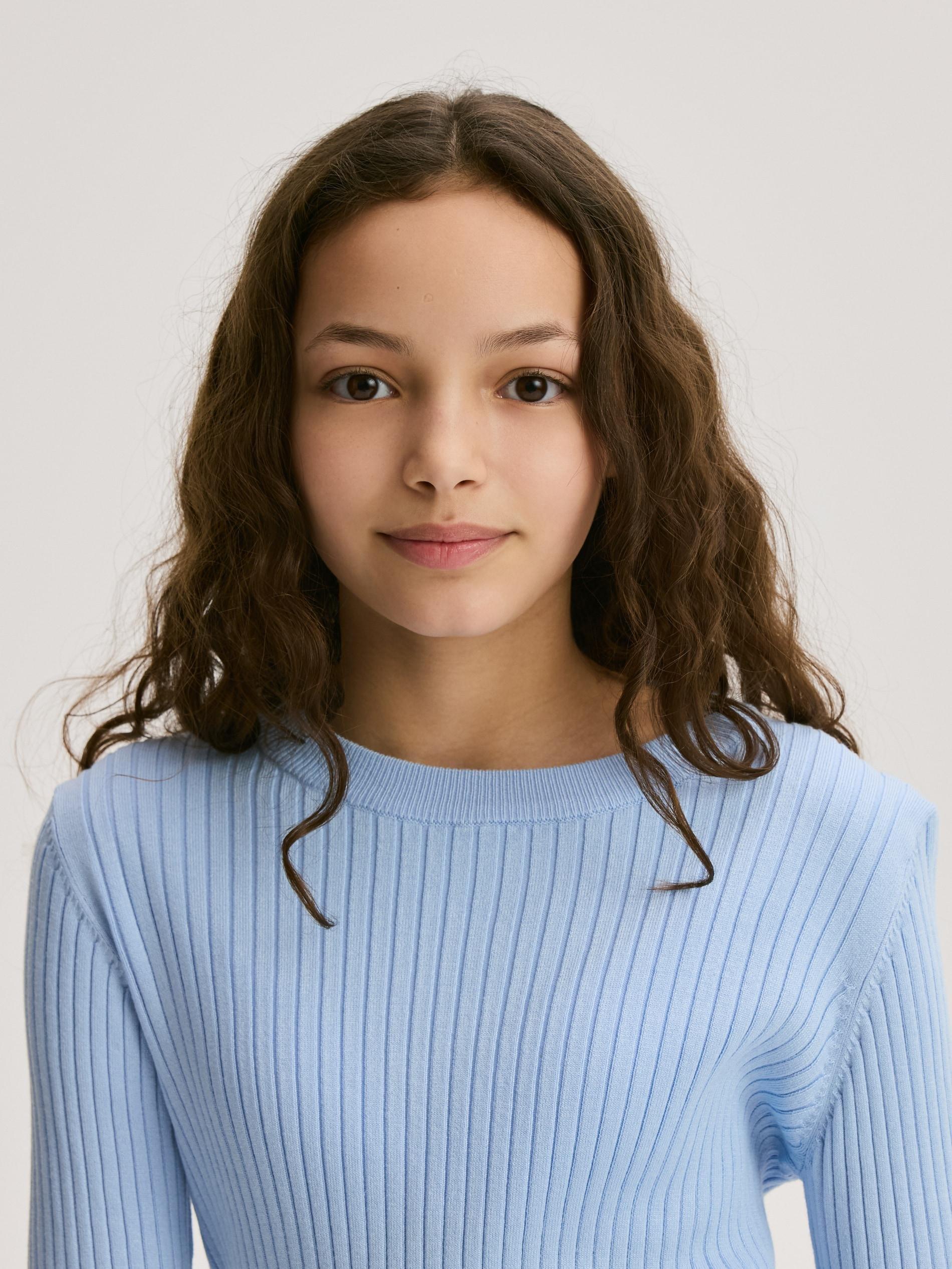 Blue Rib Knit Jumper, Blue, large image number 0