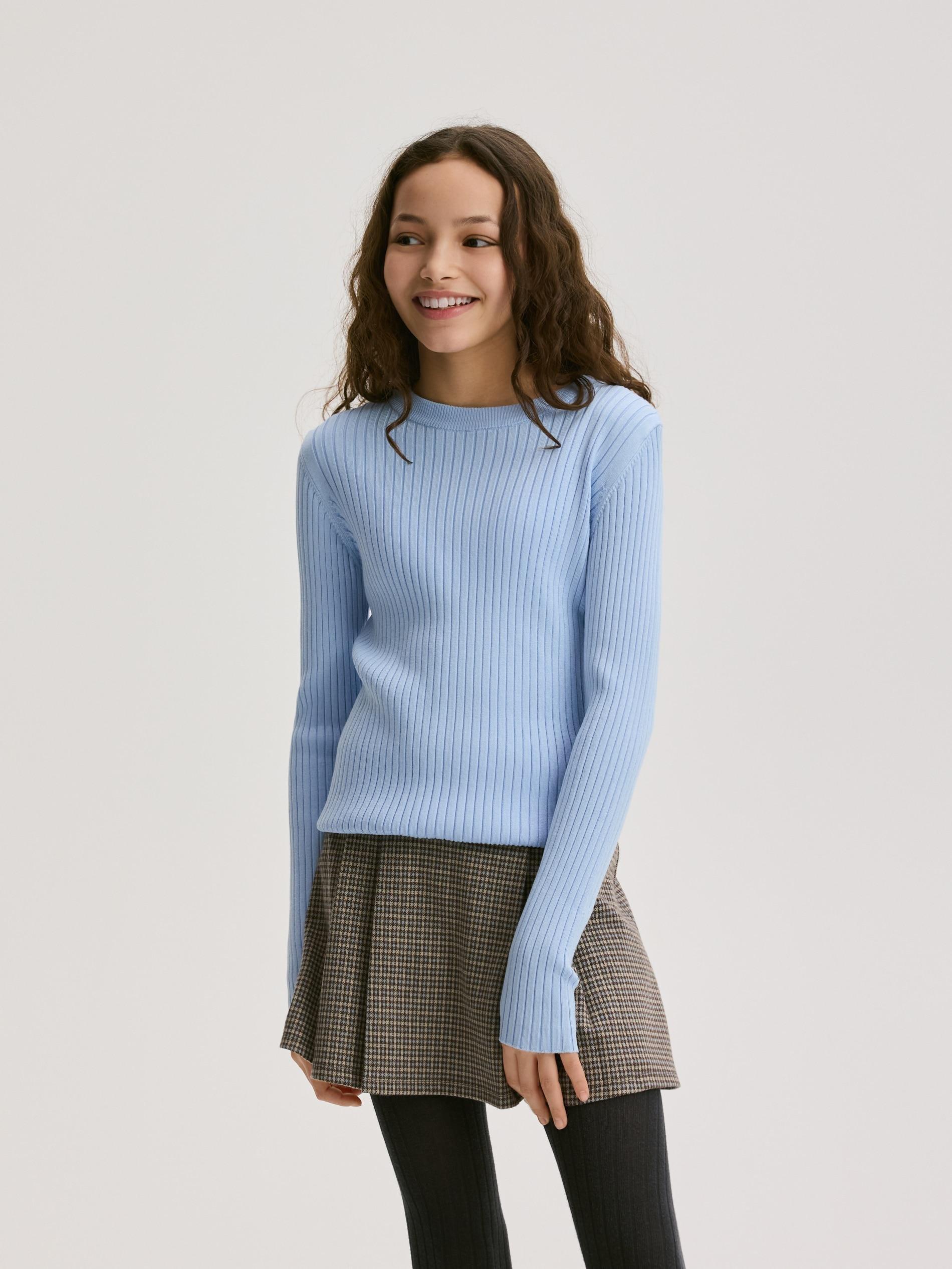 Blue Rib Knit Jumper, Blue, large image number 1