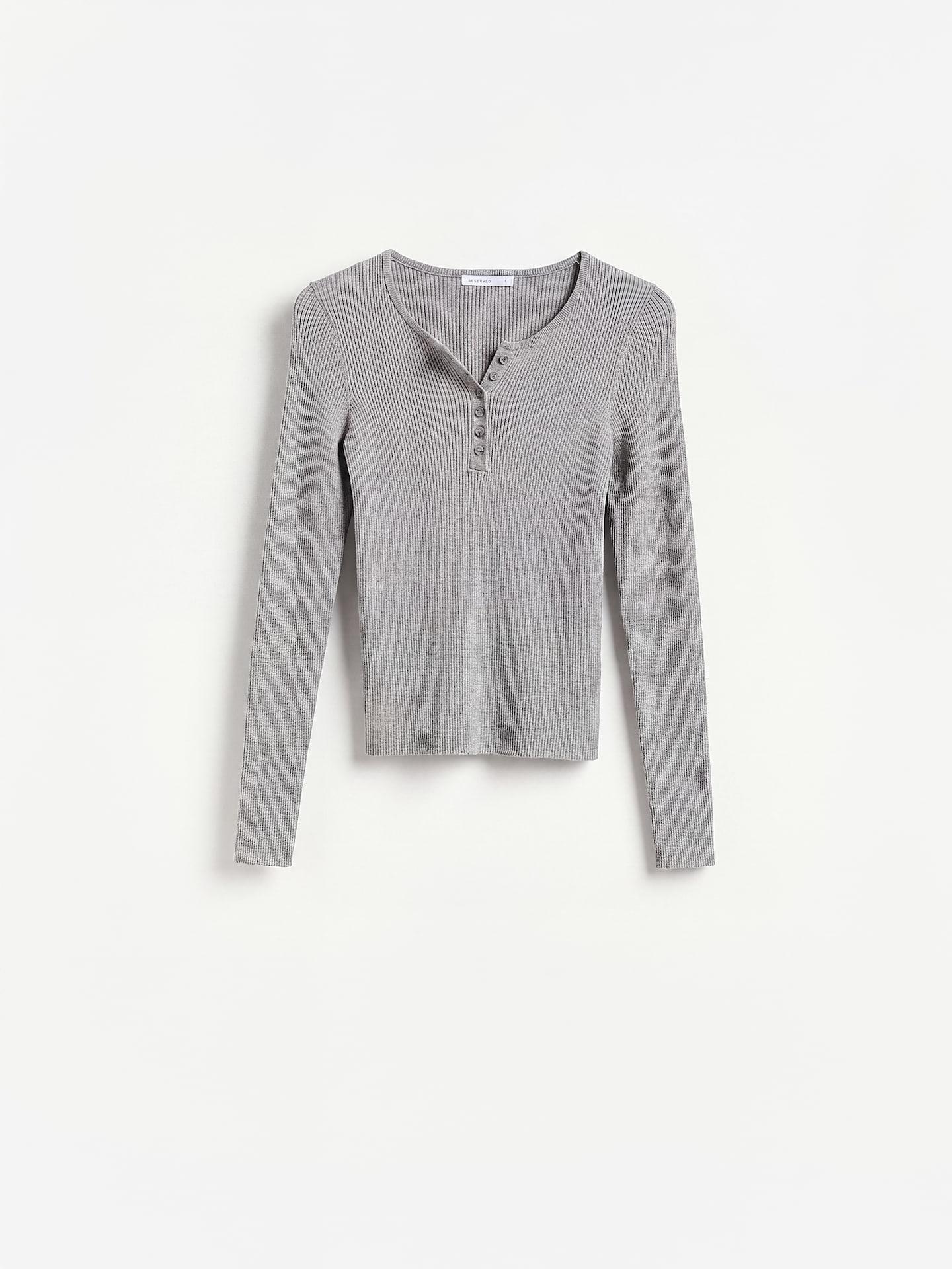 Grey Rib Knit Viscose Rich Jumper, Grey, large image number 3