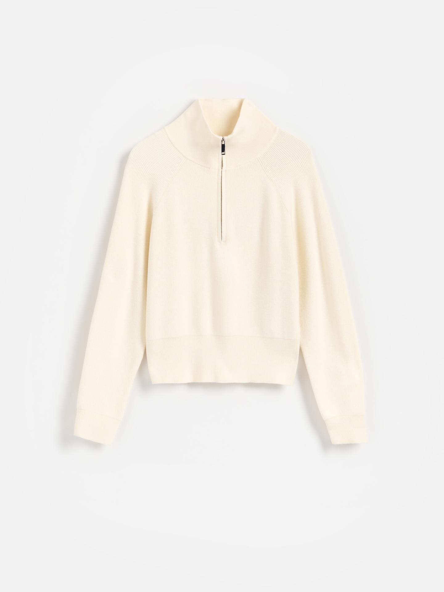 Beige Jumper With Zip Fastening, Ivory, large image number 3