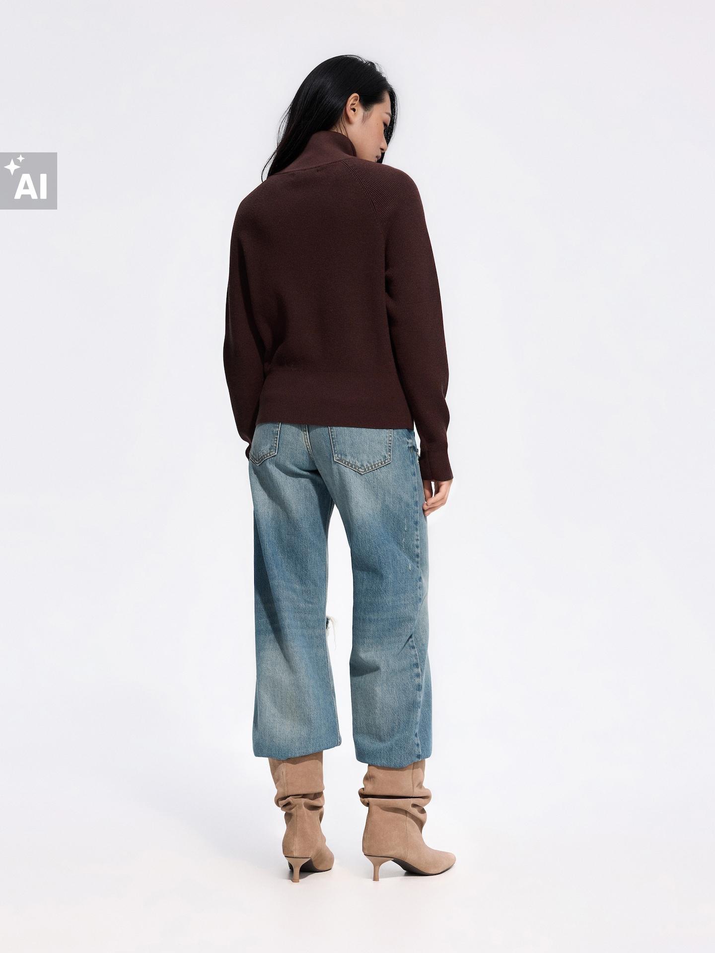 Brown Jumper With Zip Fastening, Brown, large image number 2