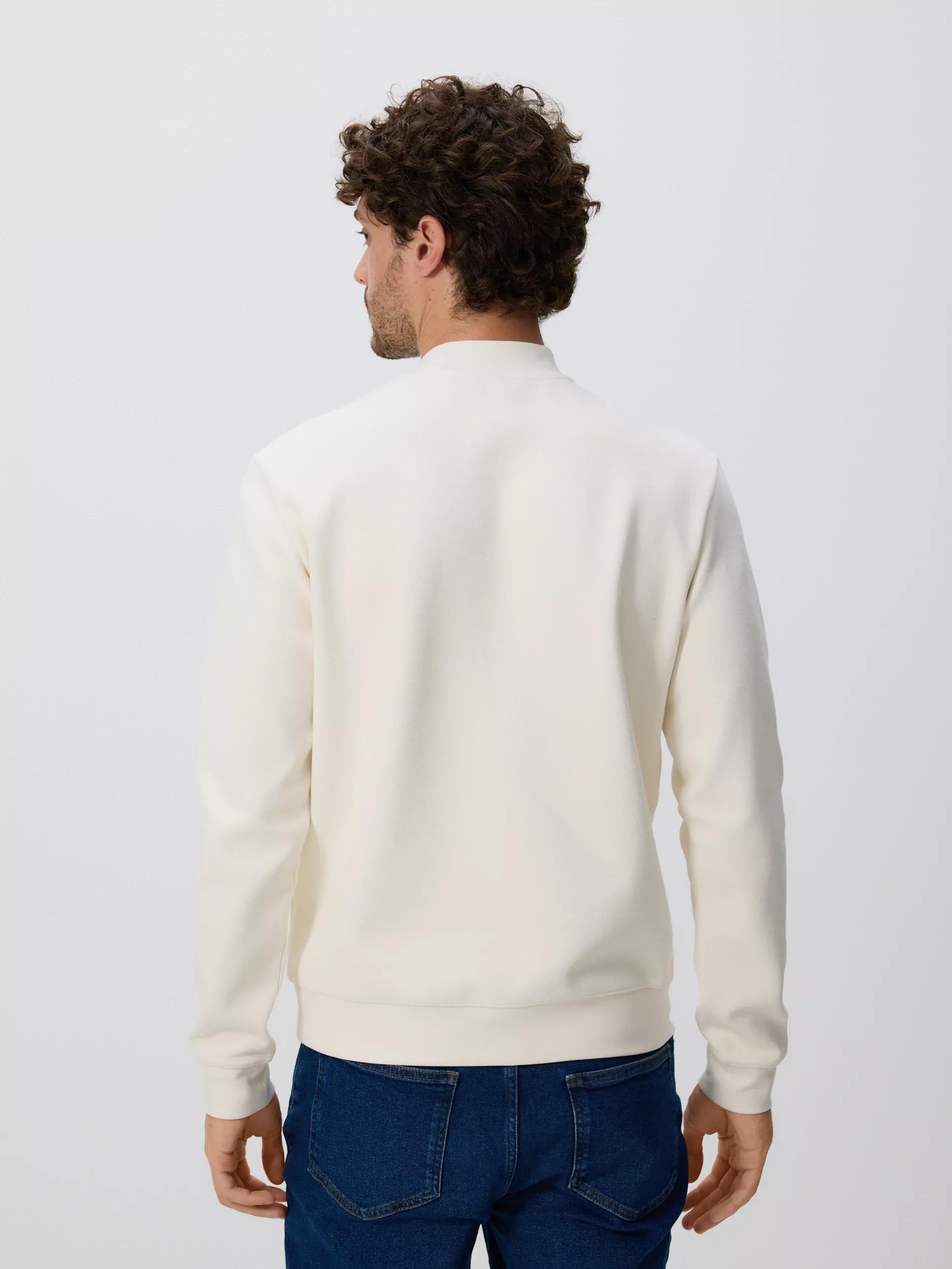 Cream Sweatshirt With Stand Up Collar, Ivory, large image number 2