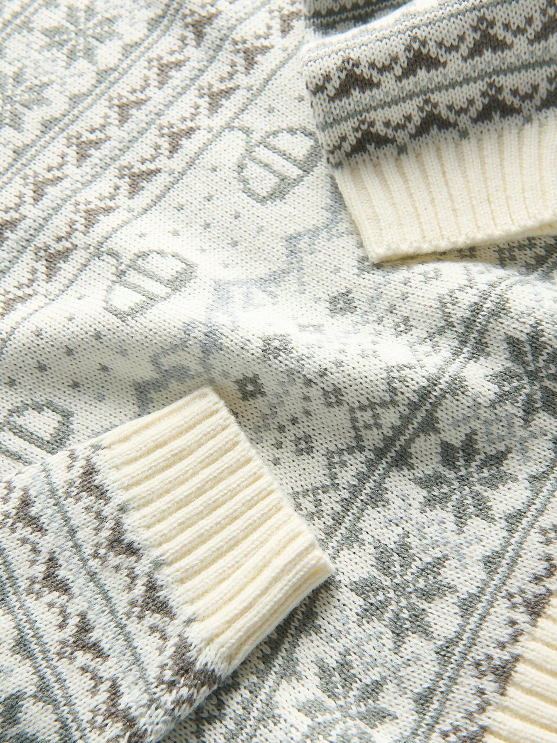 White Long Sleeve Patterned Jumper, Kids Boys, , large image number 2