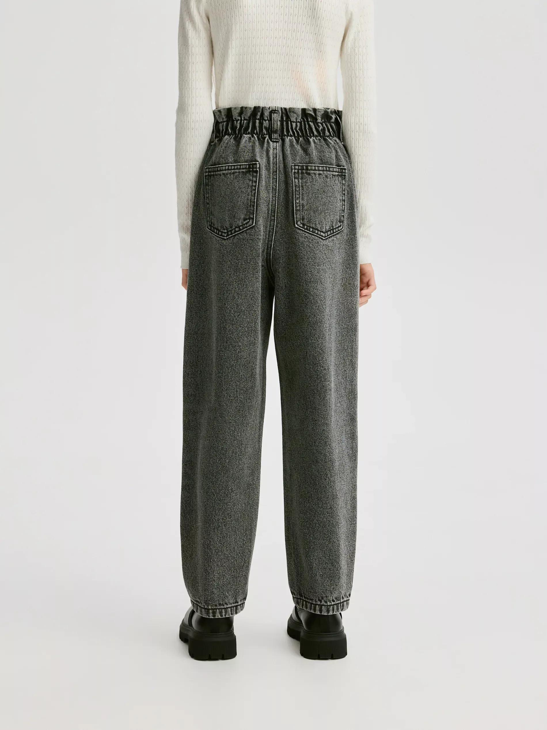Grey Paperbag Jeans With Embroidery, Grey, large image number 2