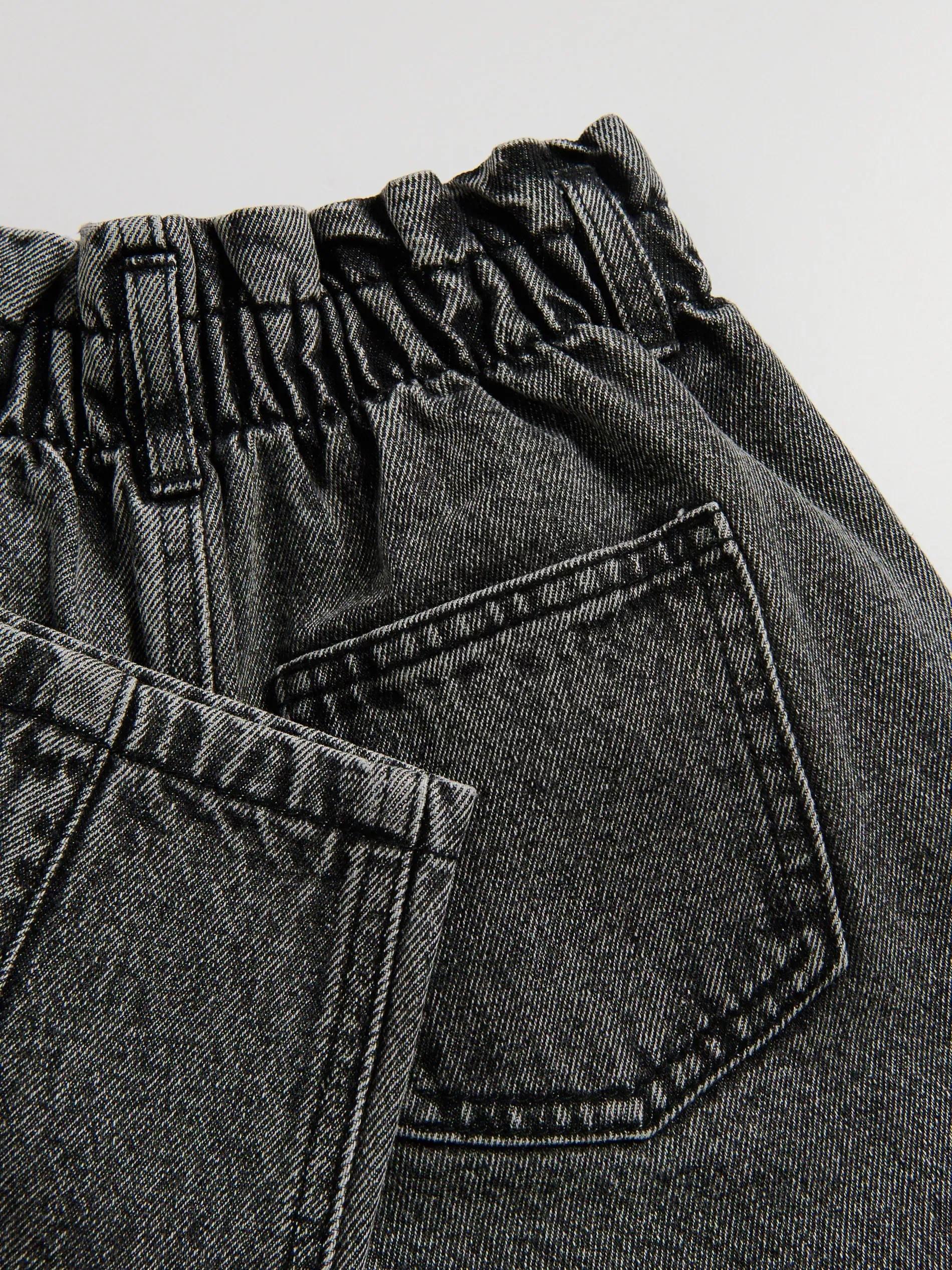 Grey Paperbag Jeans With Embroidery, Grey, large image number 5