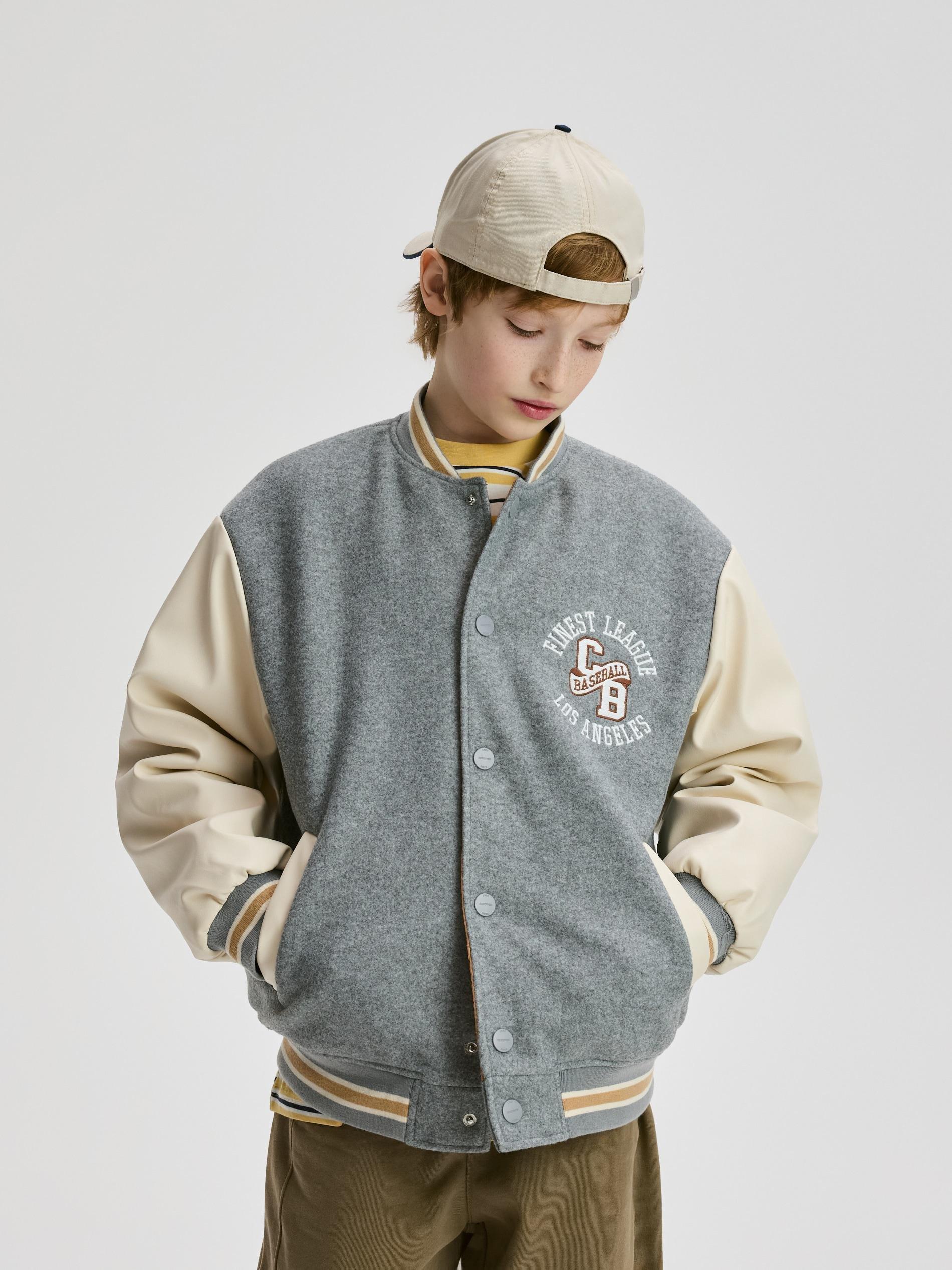 Grey Bomber Jacket, Grey, medium