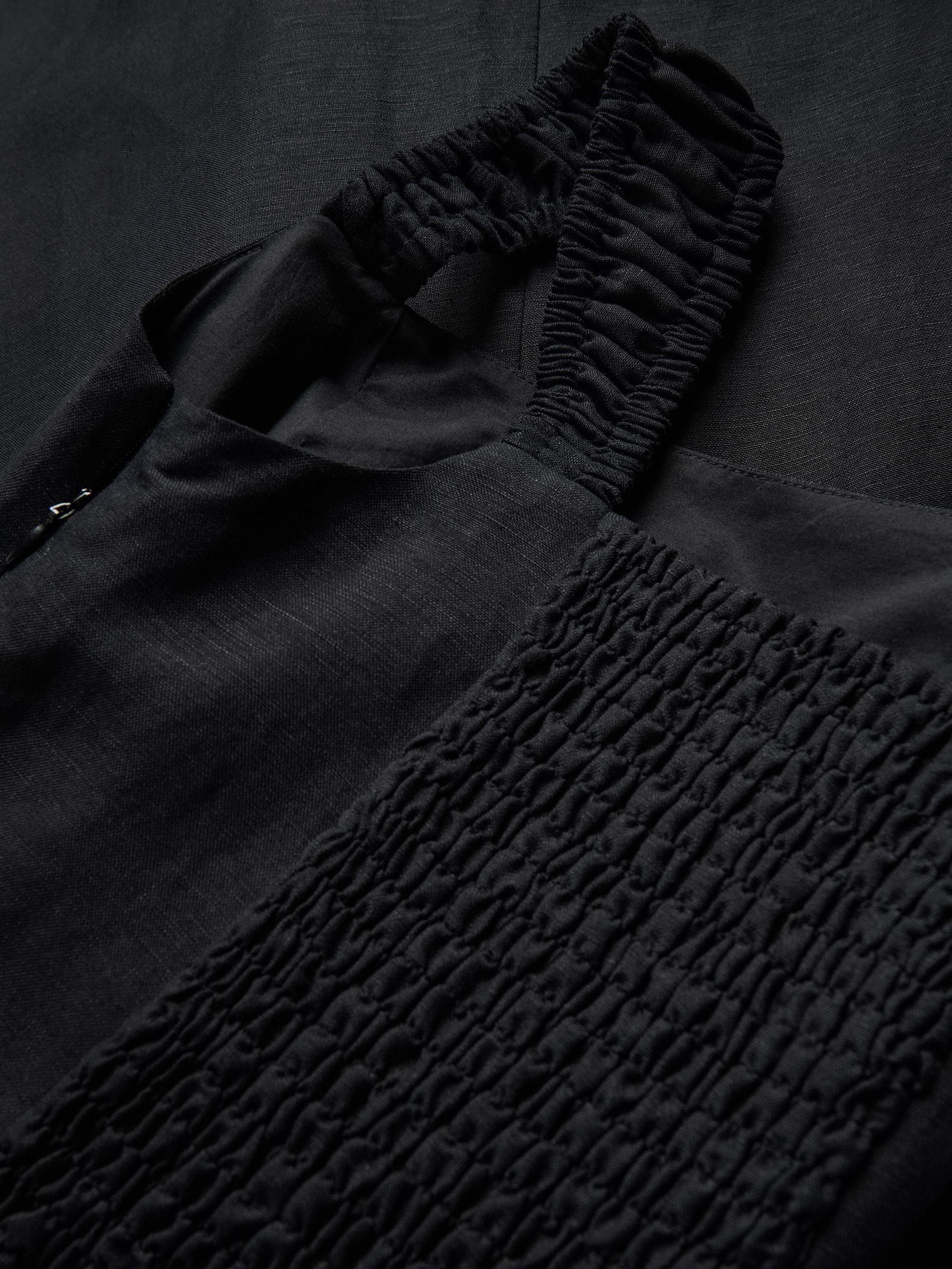 Black Linen Blend Midi Dress, Black, large image number 7