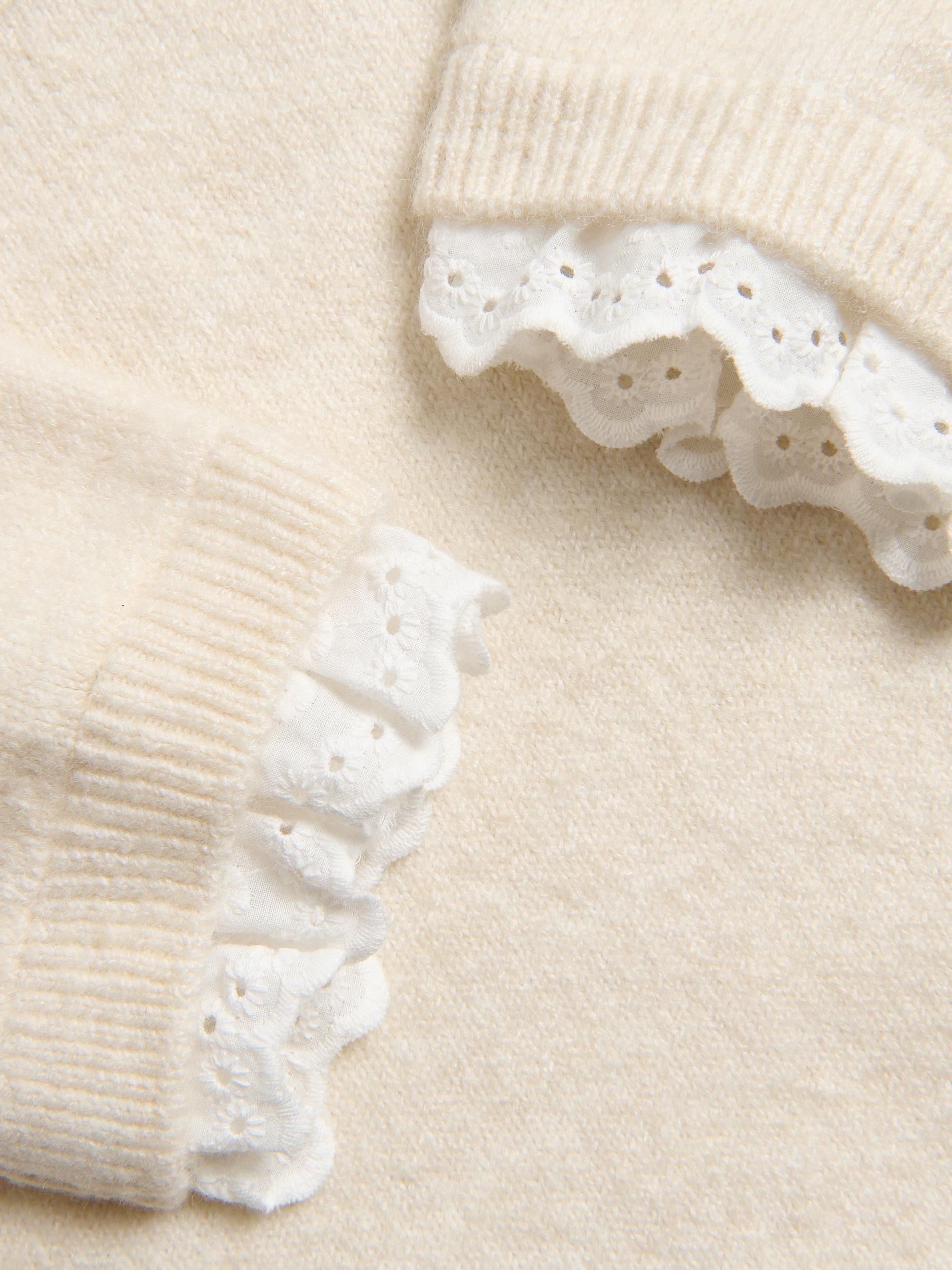 Beige Jumper With Lace Detail, Ivory, medium