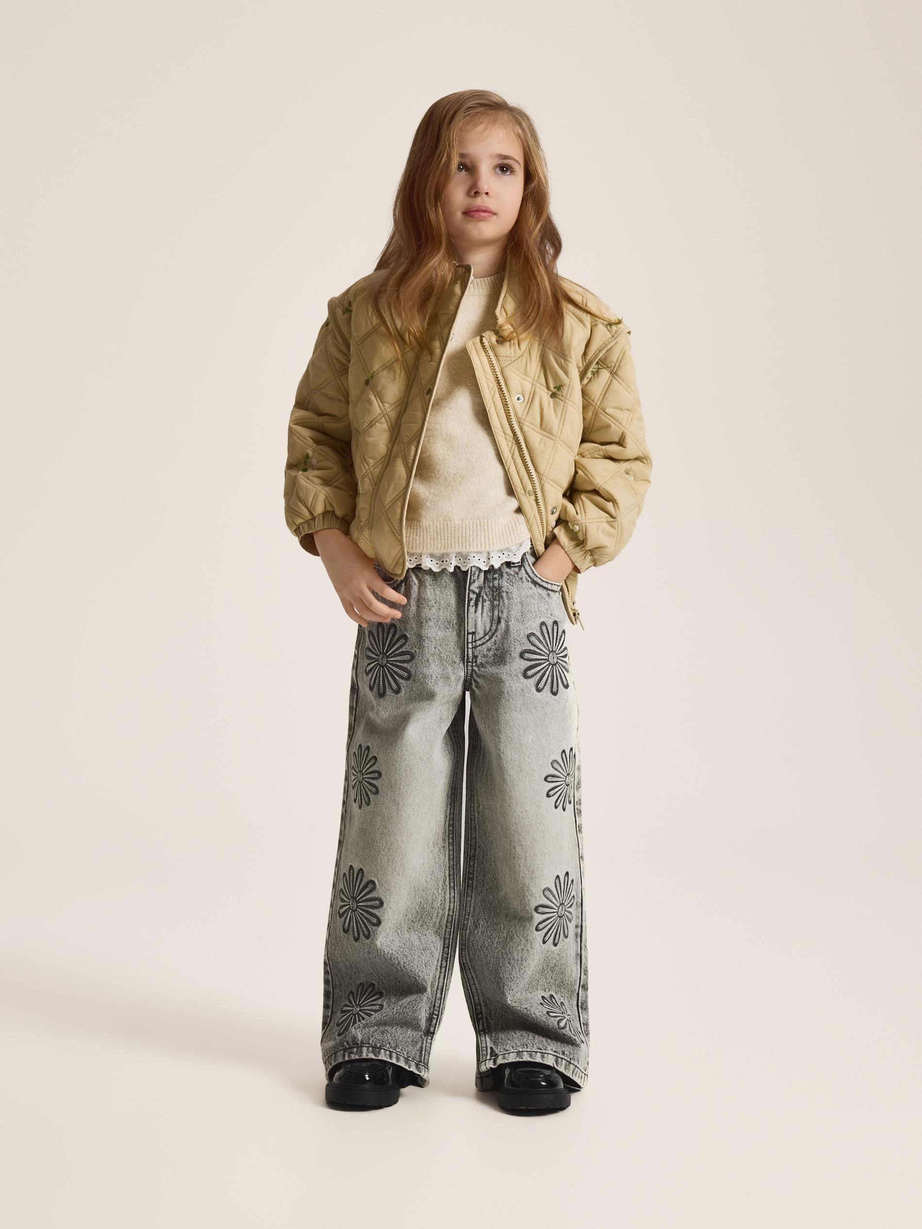 Beige Jumper With Lace Detail, Ivory, large image number 2