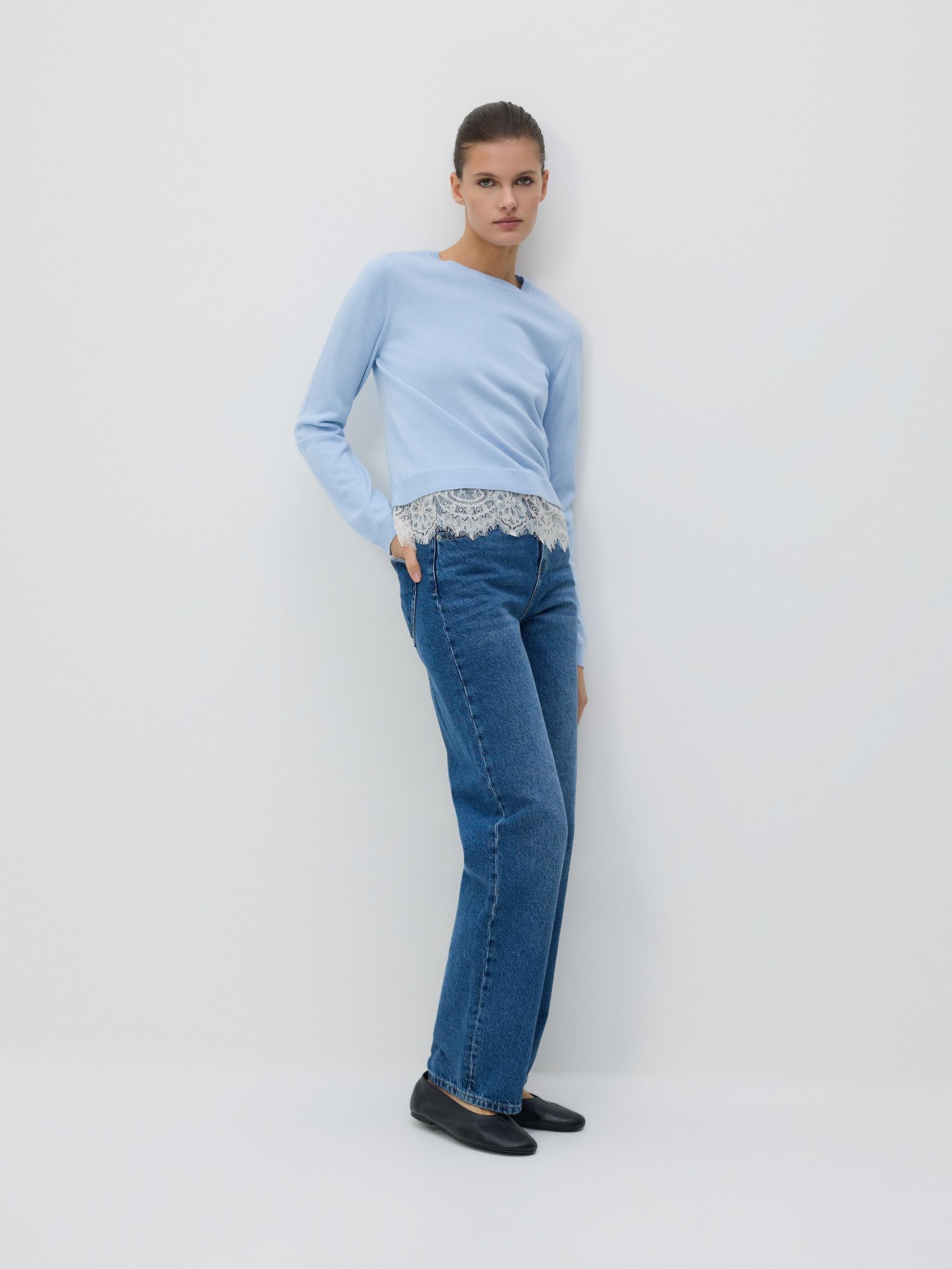 Blue Jumper With Lace Detailing, Blue, large image number 1