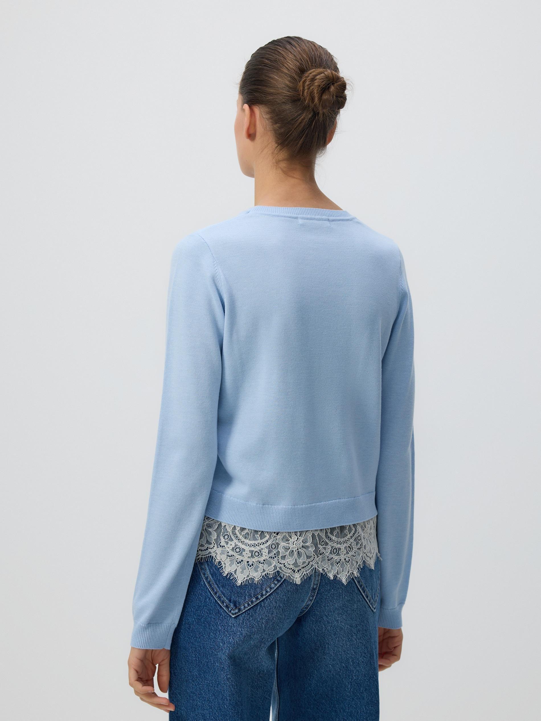Blue Jumper With Lace Detailing, Blue, large image number 2