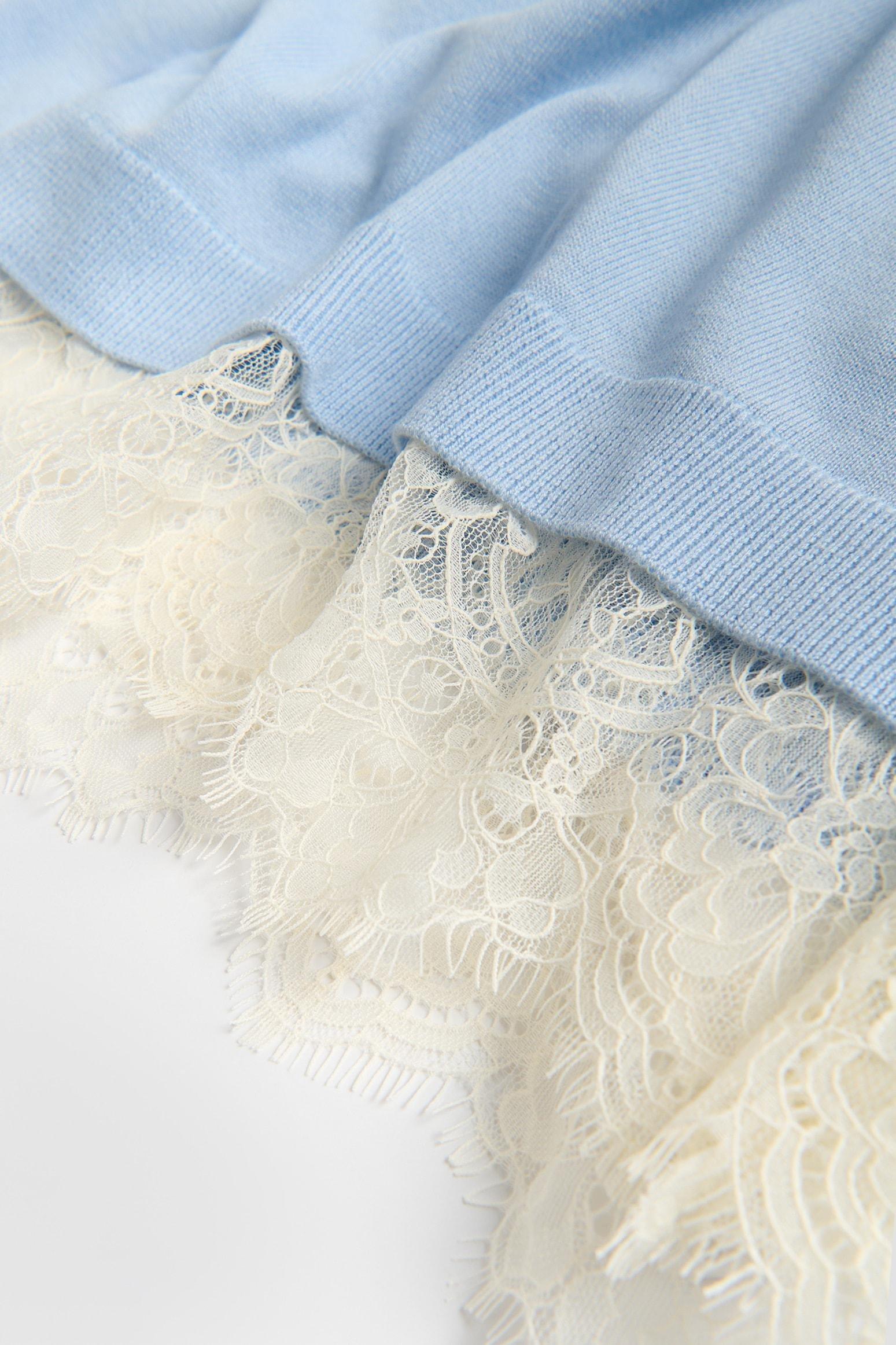 Blue Jumper With Lace Detailing, Blue, large image number 4