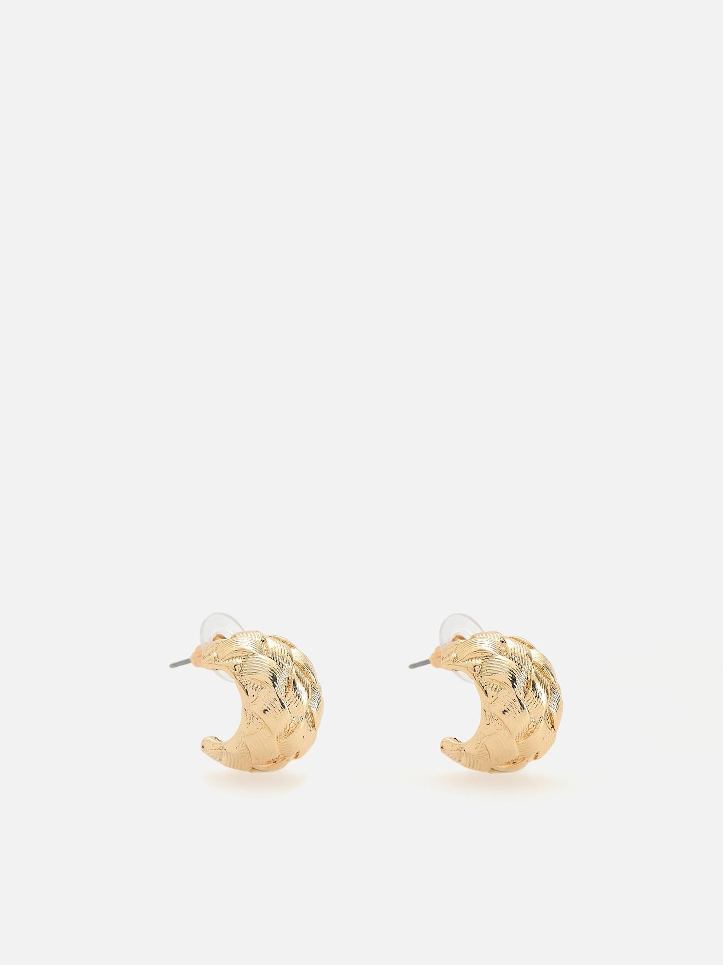 Gold Earrings With Decorative Finish, Golden, large image number 0