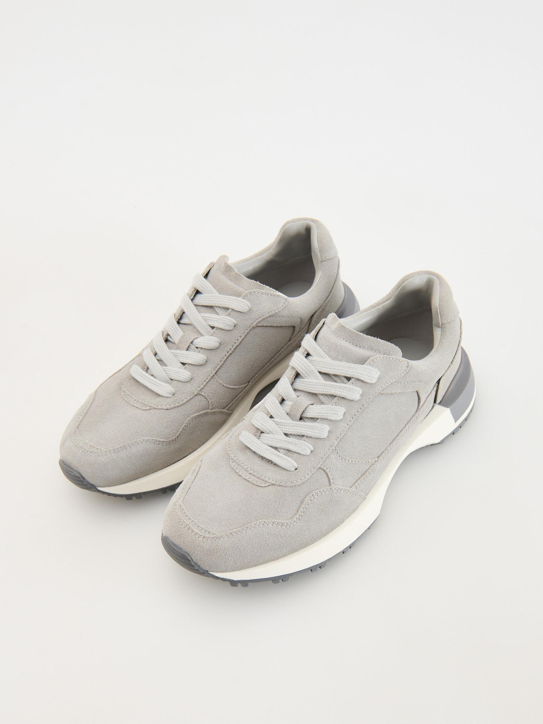 Reserved Grey Sneakers With A High Leather Content | Azadea UAE