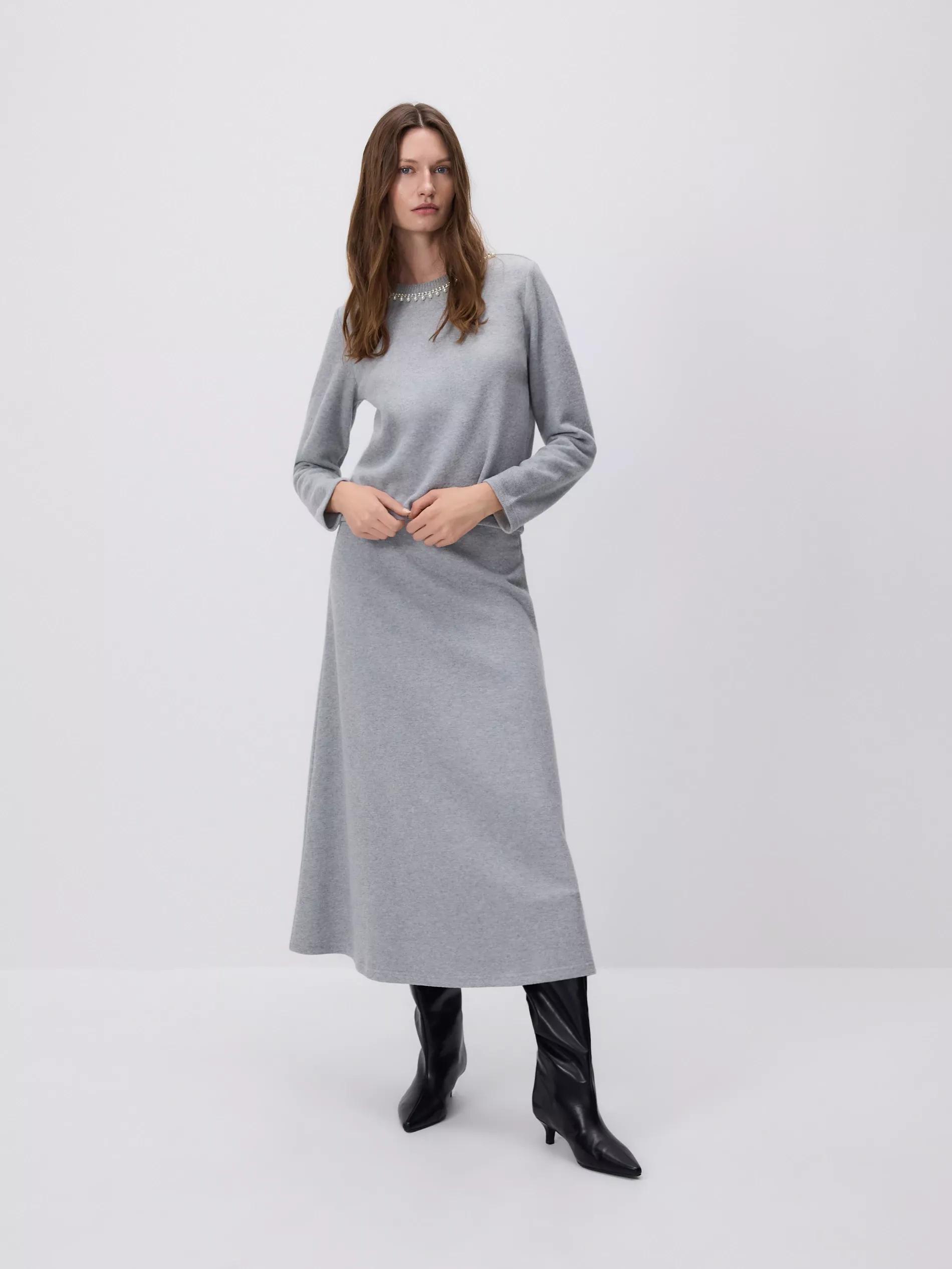 Grey Decorative Neckline Sweatshirt, Grey, large image number 2