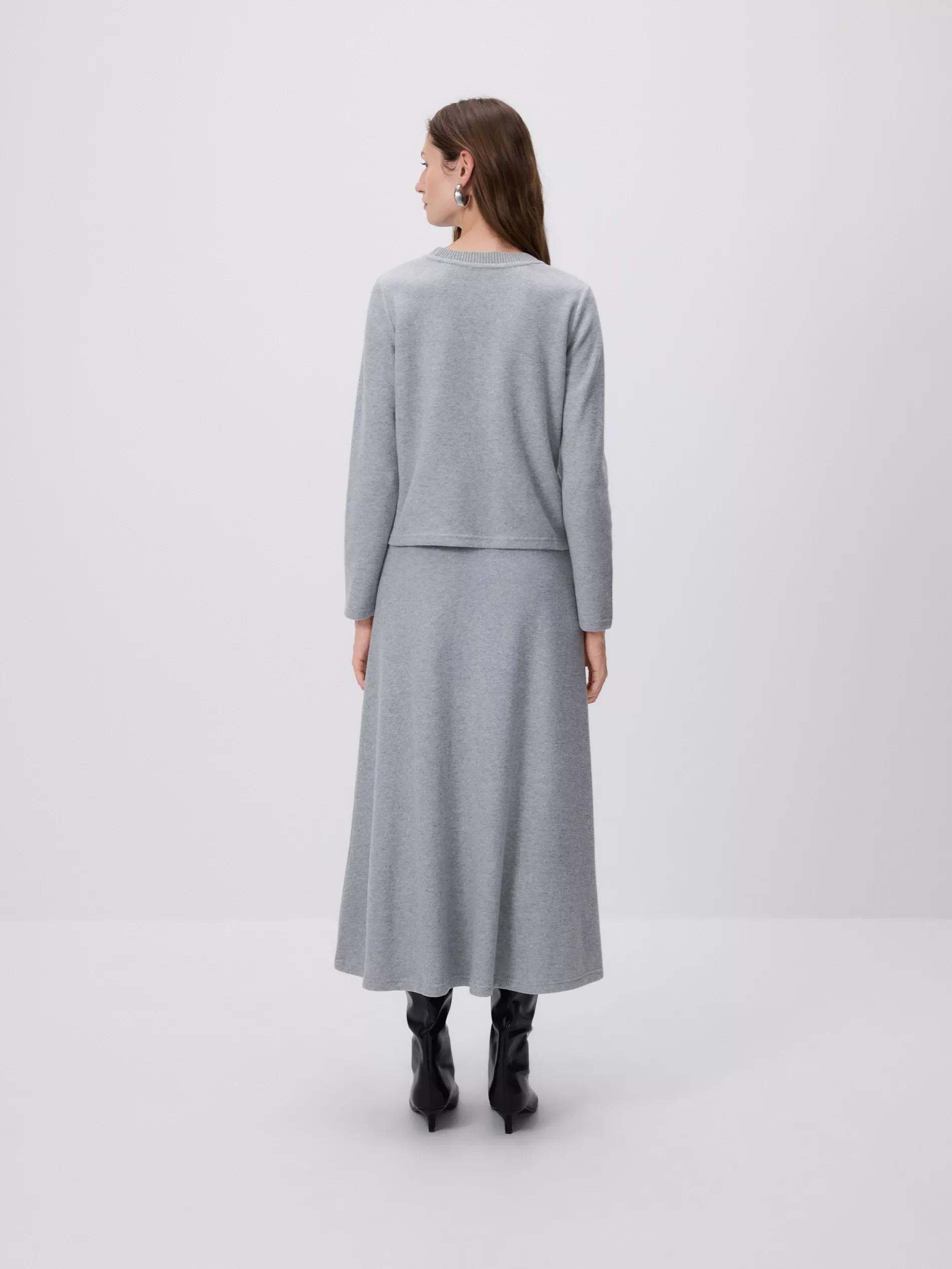 Grey Decorative Neckline Sweatshirt, Grey, large image number 3