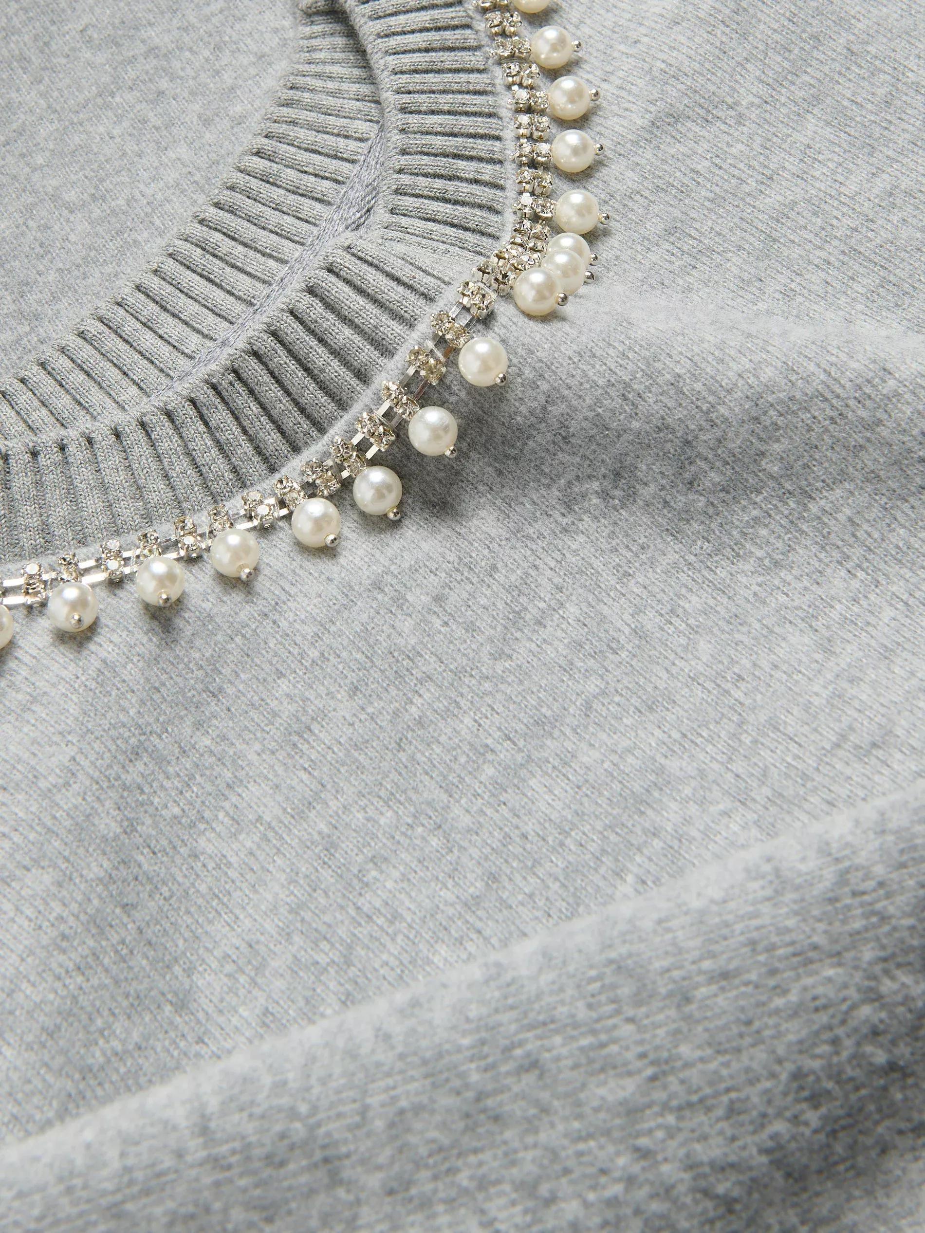 Grey Decorative Neckline Sweatshirt, Grey, large image number 5