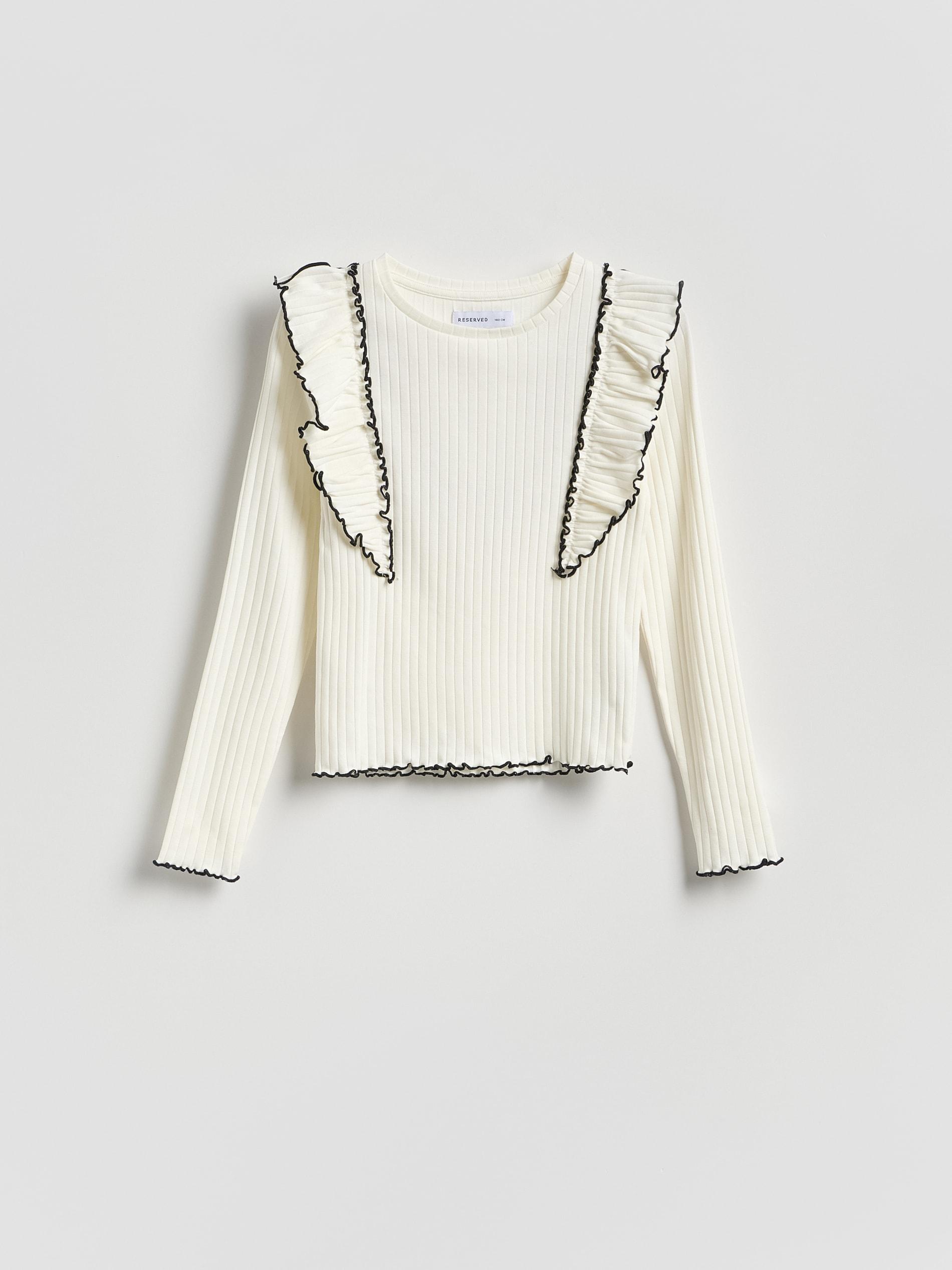Cream Top With Ruffle Hem, Ivory, medium
