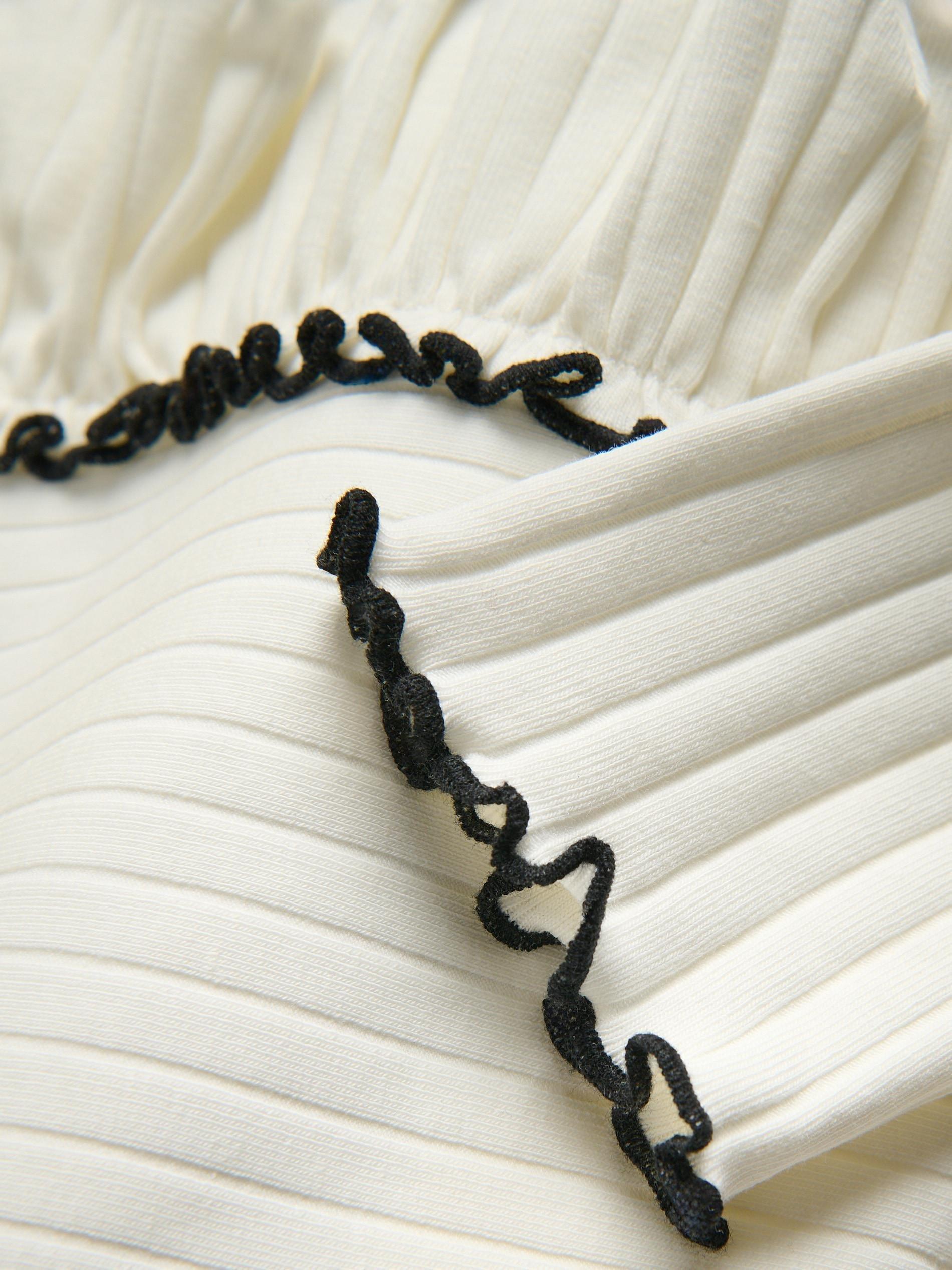 Cream Top With Ruffle Hem, Ivory, large image number 3