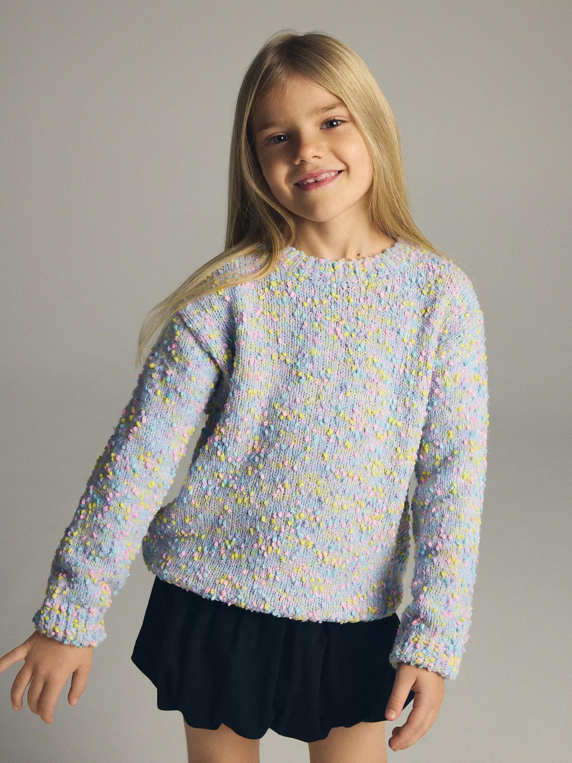 LAVENDER Sweater with colorful pattern, Purple, large image number 1
