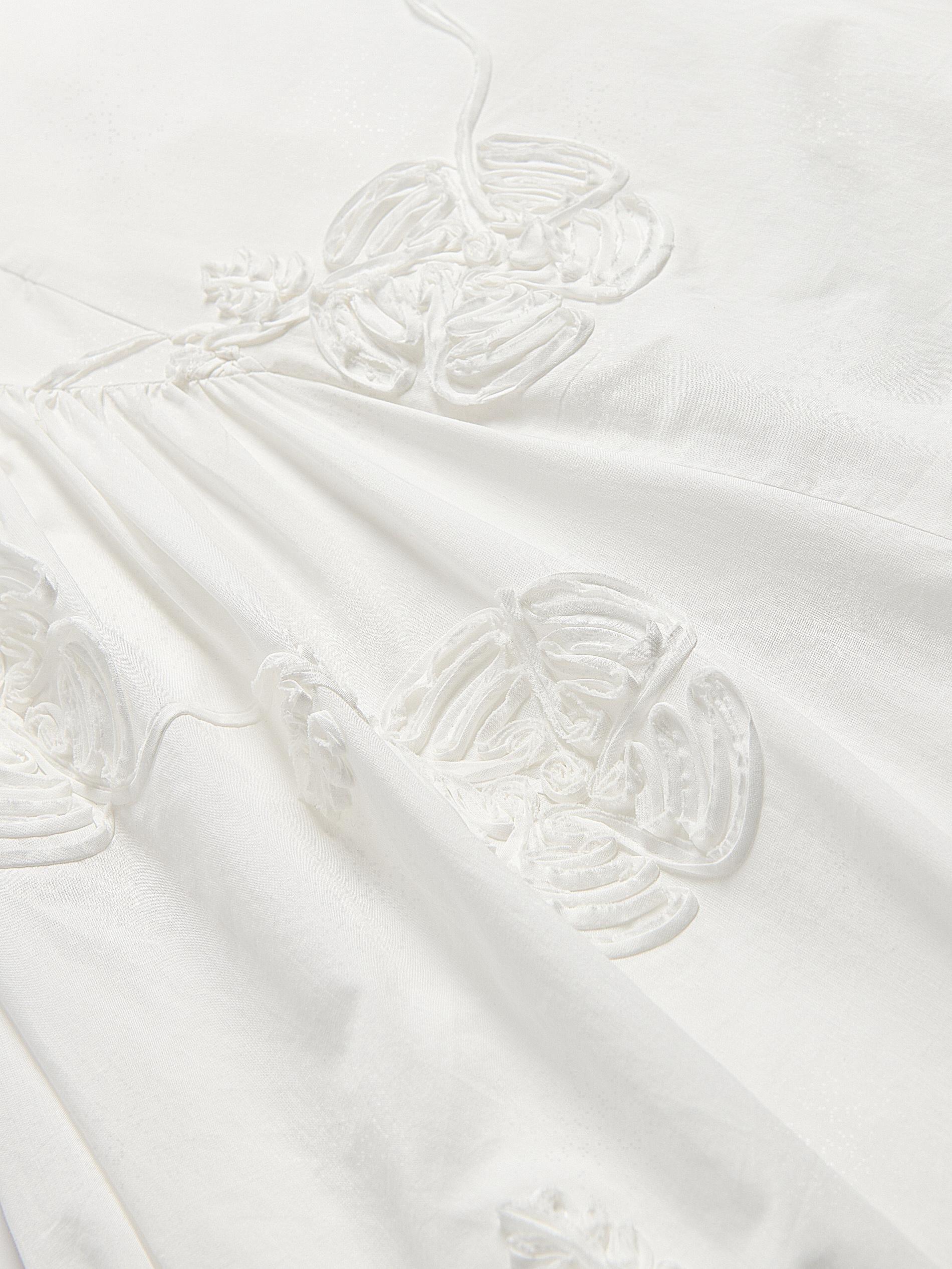 White Cotton Midi Dress, White, large image number 4