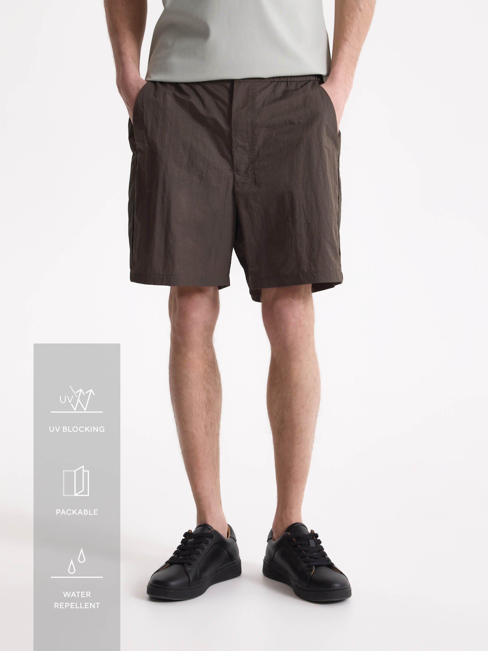 Brown Plain Loose Shorts, Brown, large image number 0