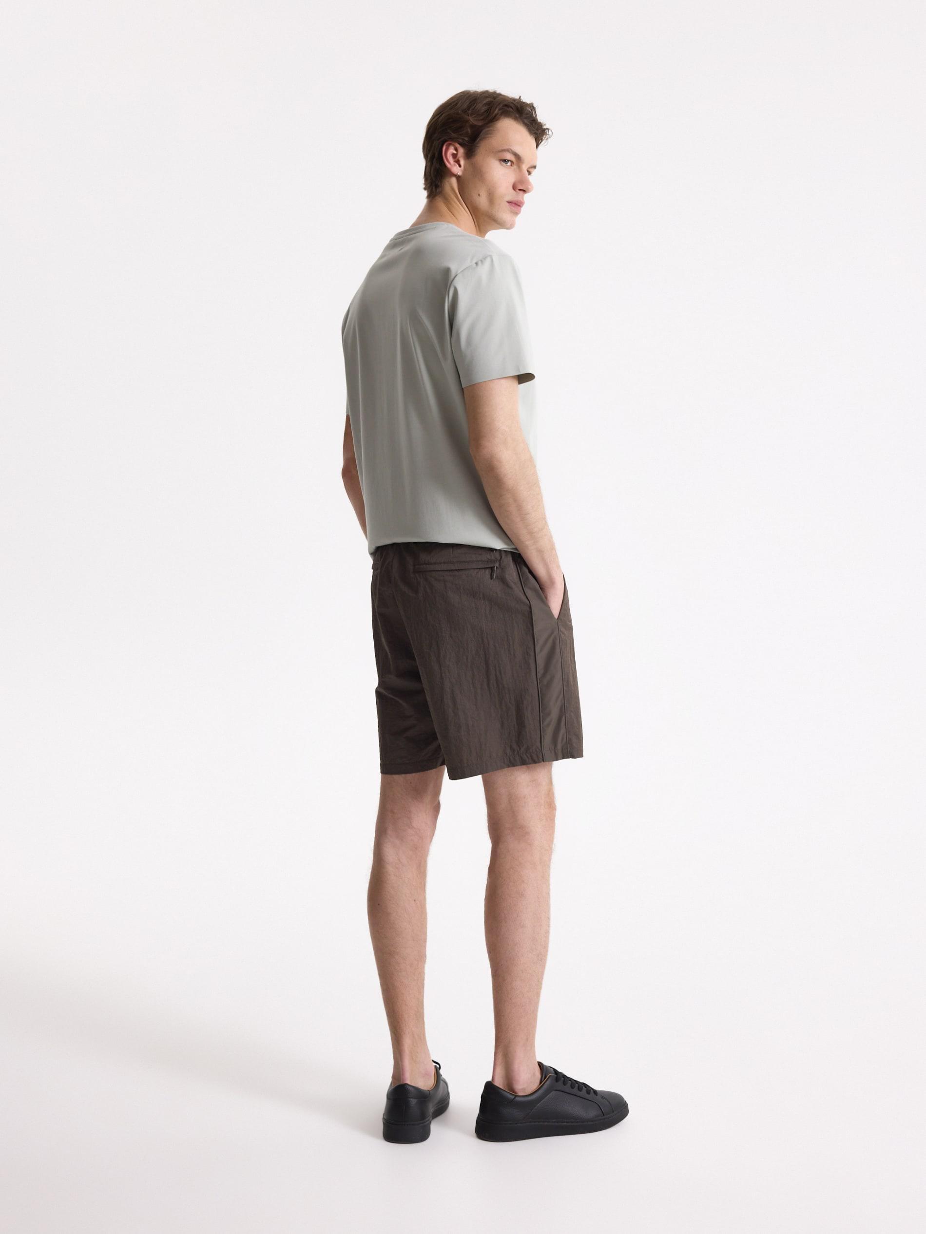 Brown Plain Loose Shorts, Brown, large image number 1