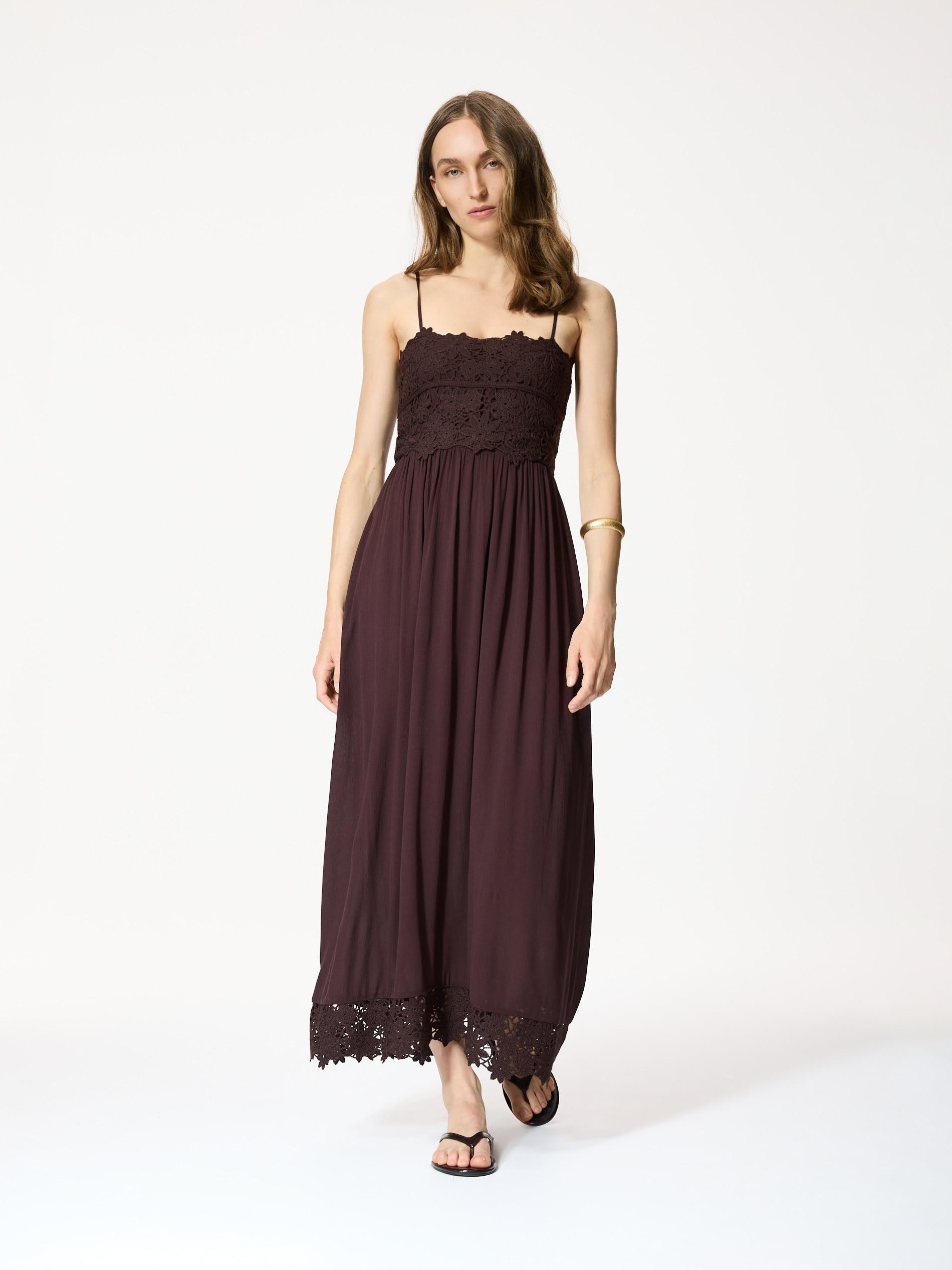 Brown Viscose Rich Maxi Dress, Brown, medium