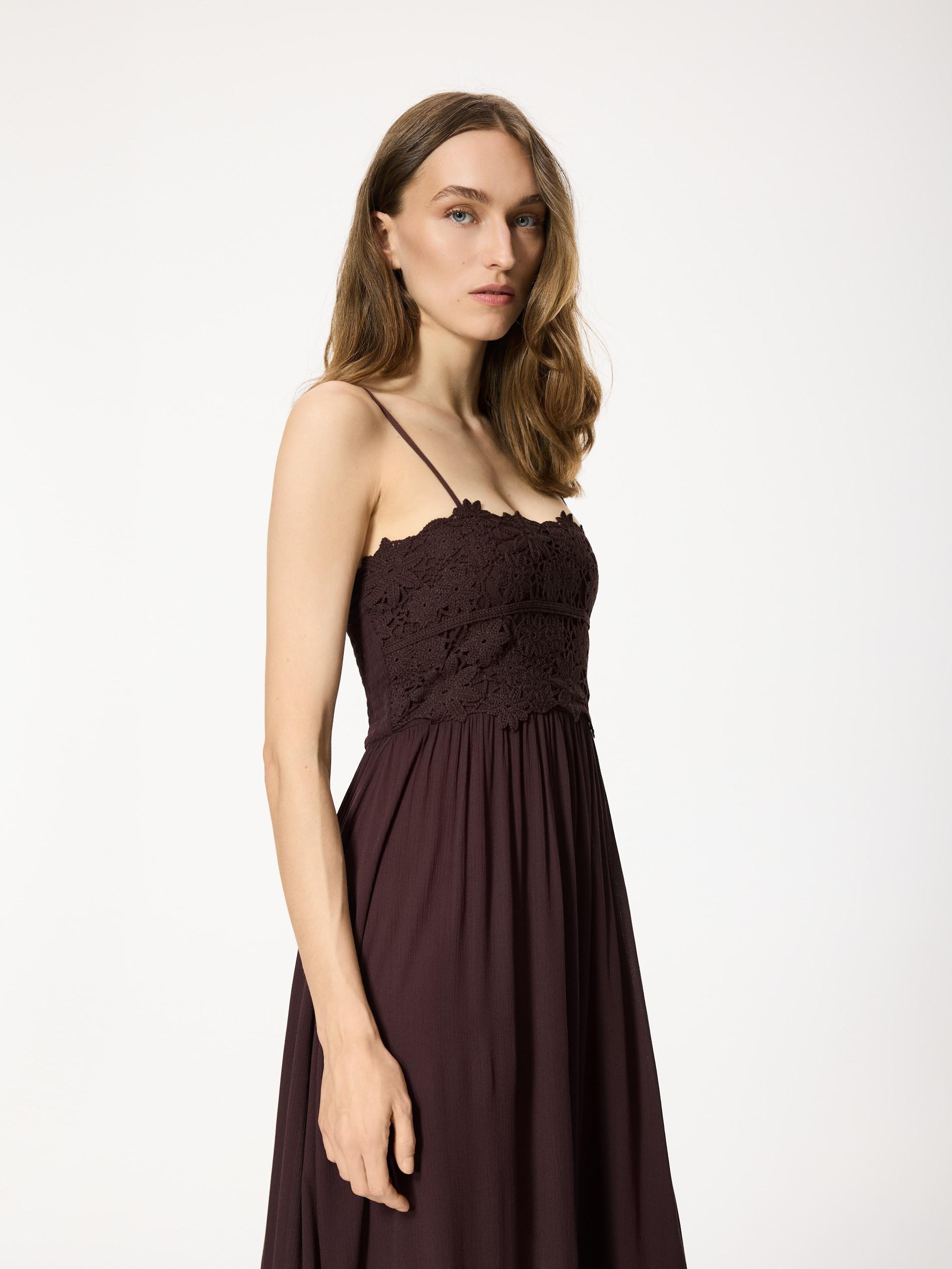 Brown Viscose Rich Maxi Dress, Brown, large image number 1