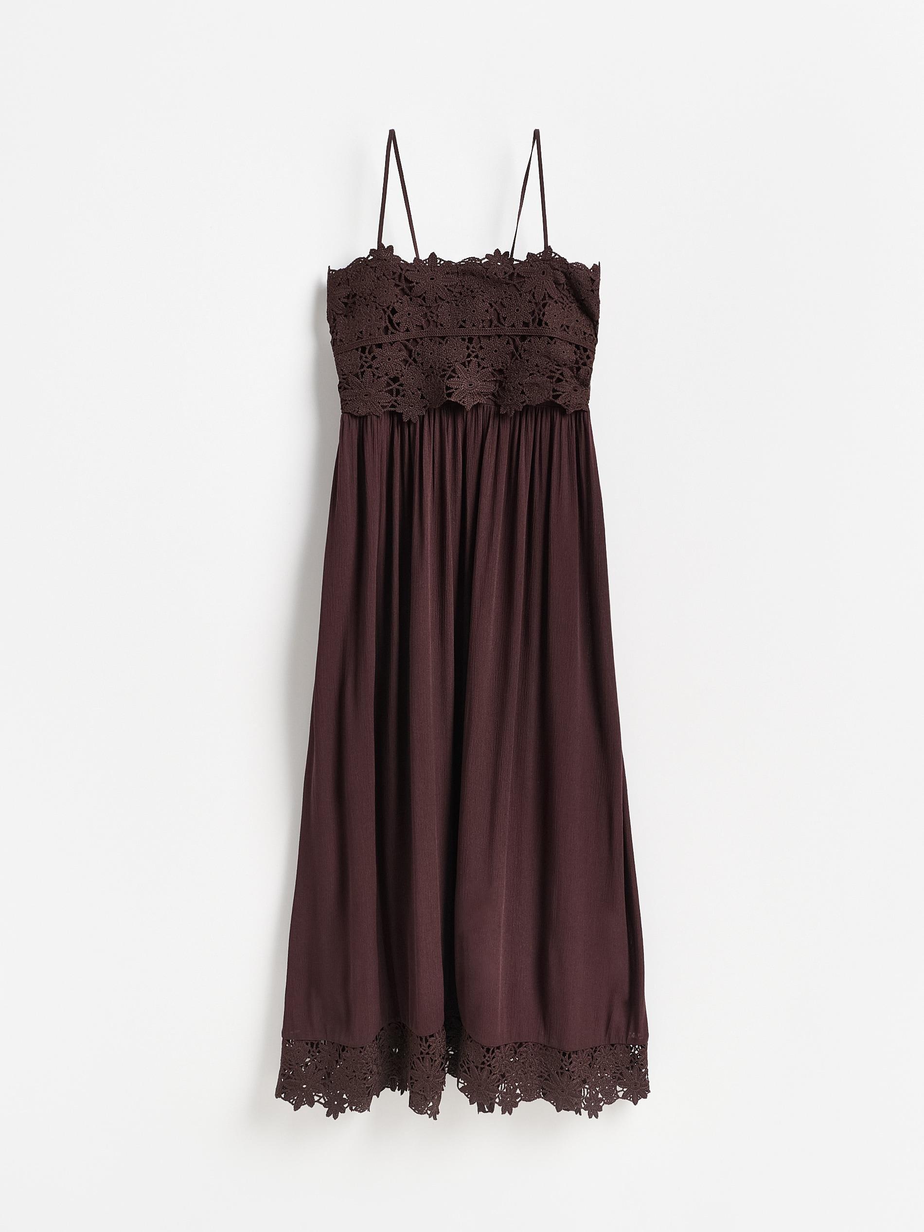 Brown Viscose Rich Maxi Dress, Brown, large image number 3