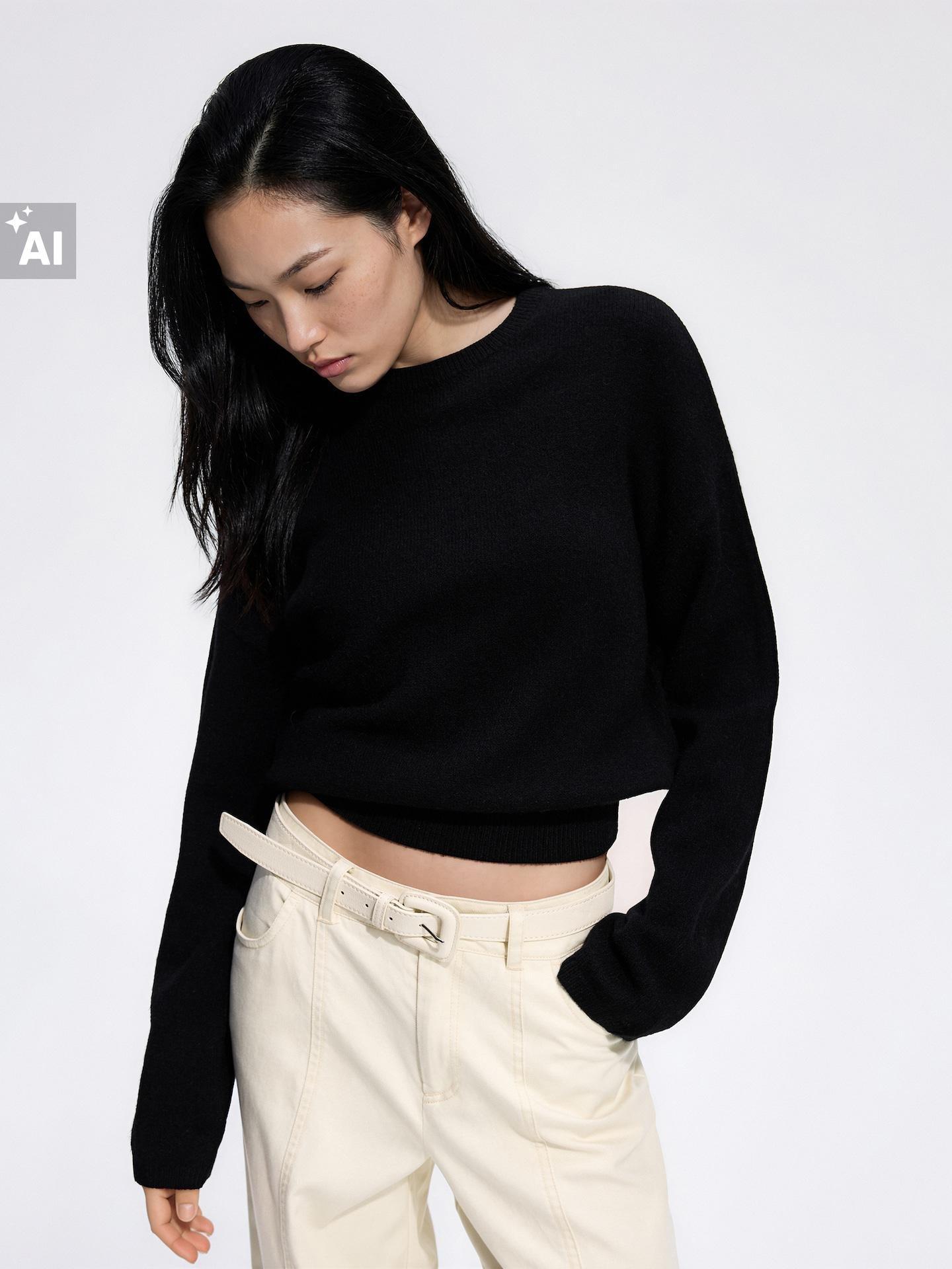 Black Jumper With Dropped Shoulders, Black, large image number 0