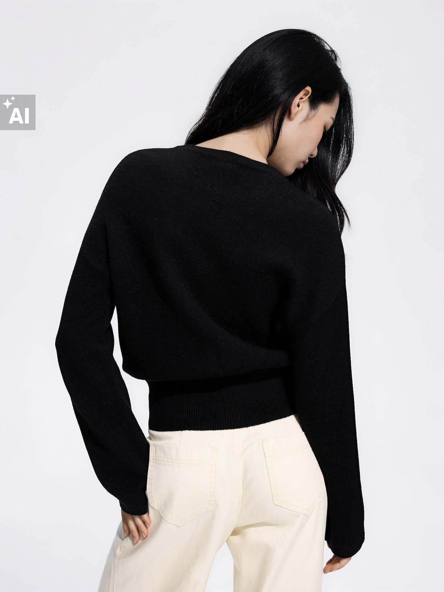 Black Jumper With Dropped Shoulders, Black, large image number 2
