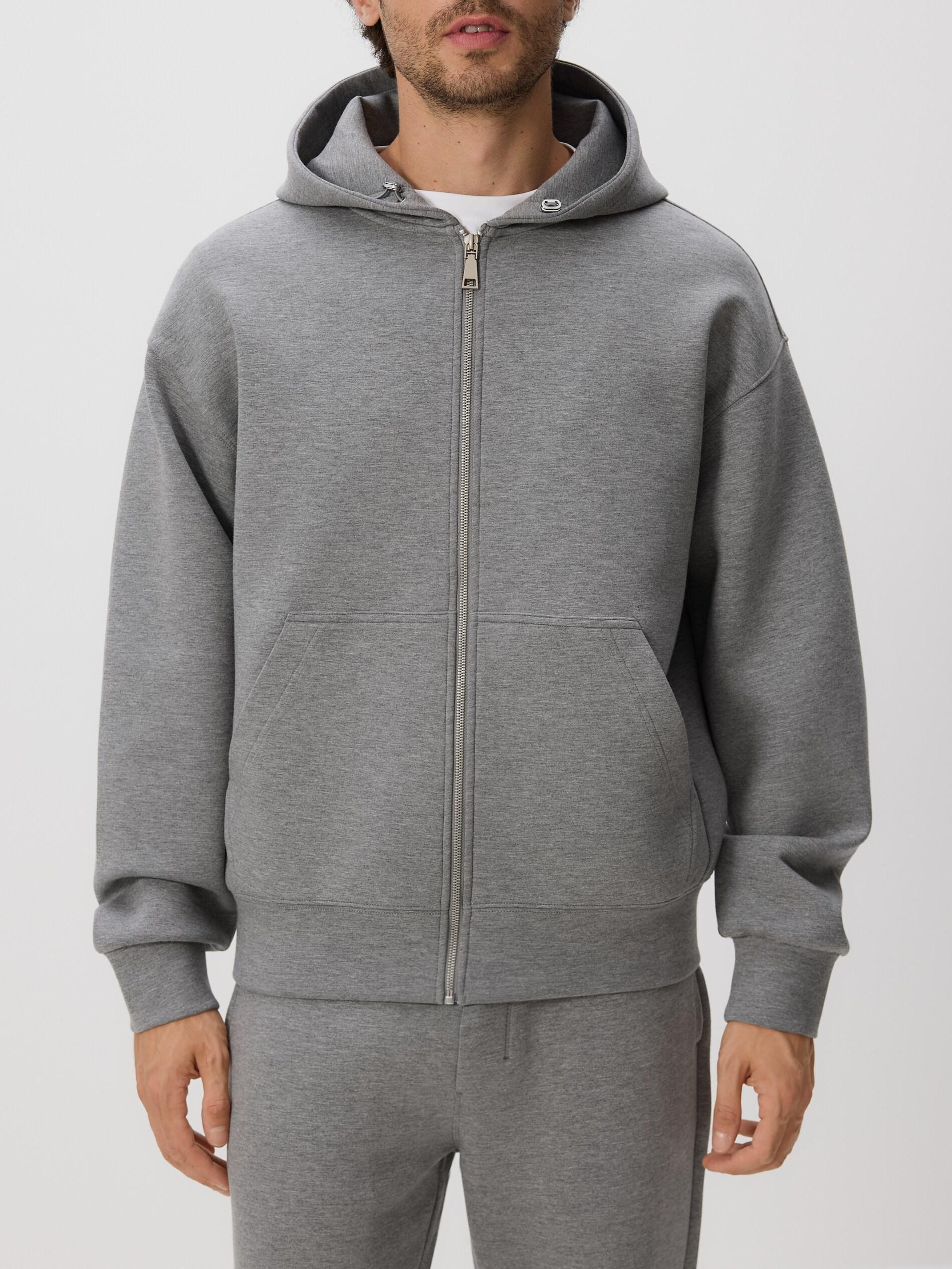 Grey Plain Hoodie, Light grey, large image number 1