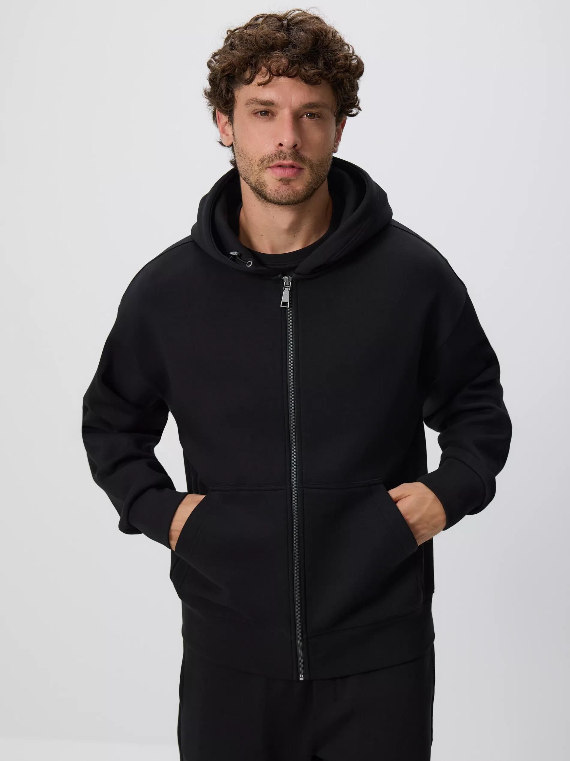 Black Plain Hoodie, Black, large image number 0