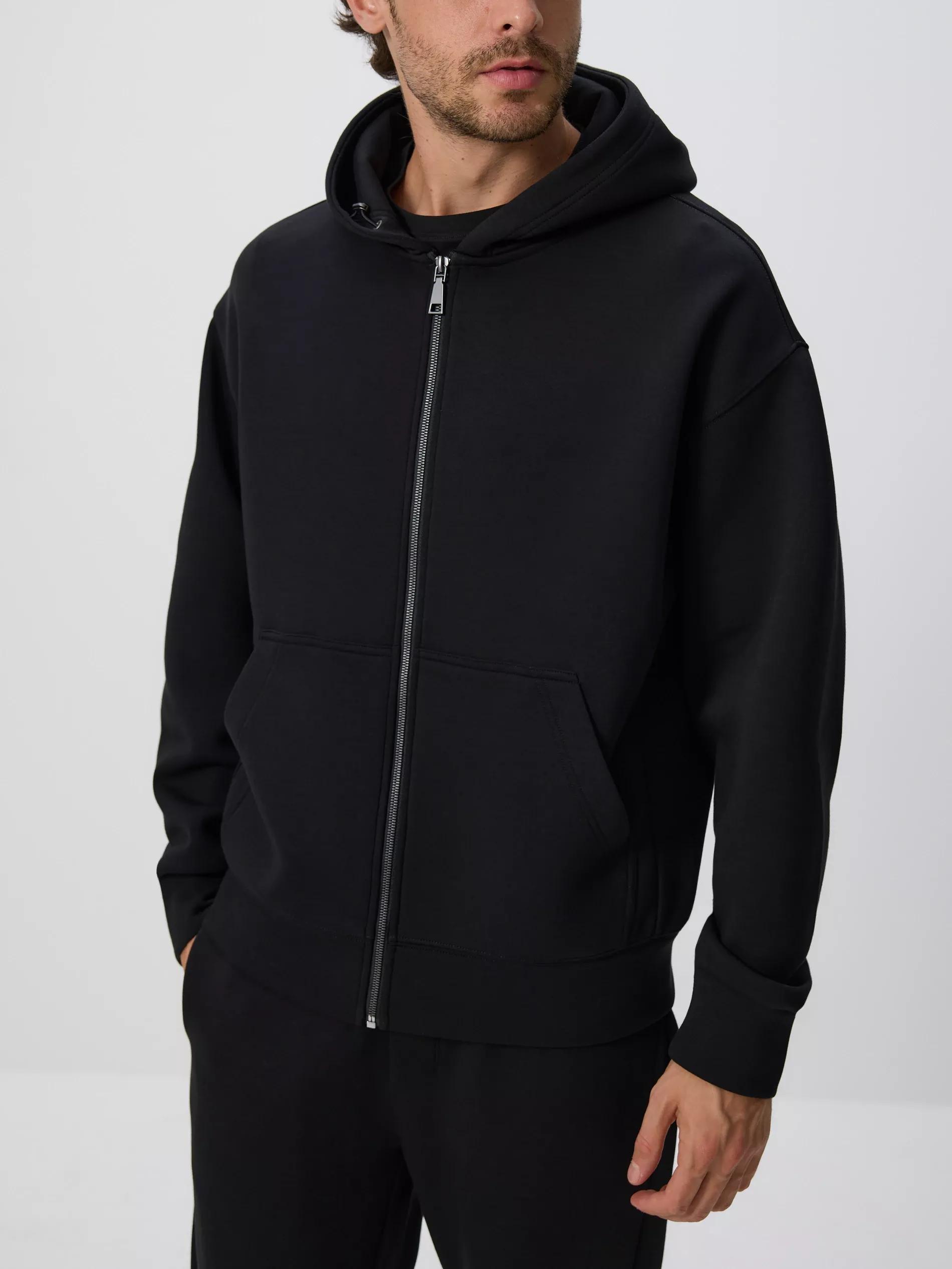 Black Plain Hoodie, Black, large image number 2