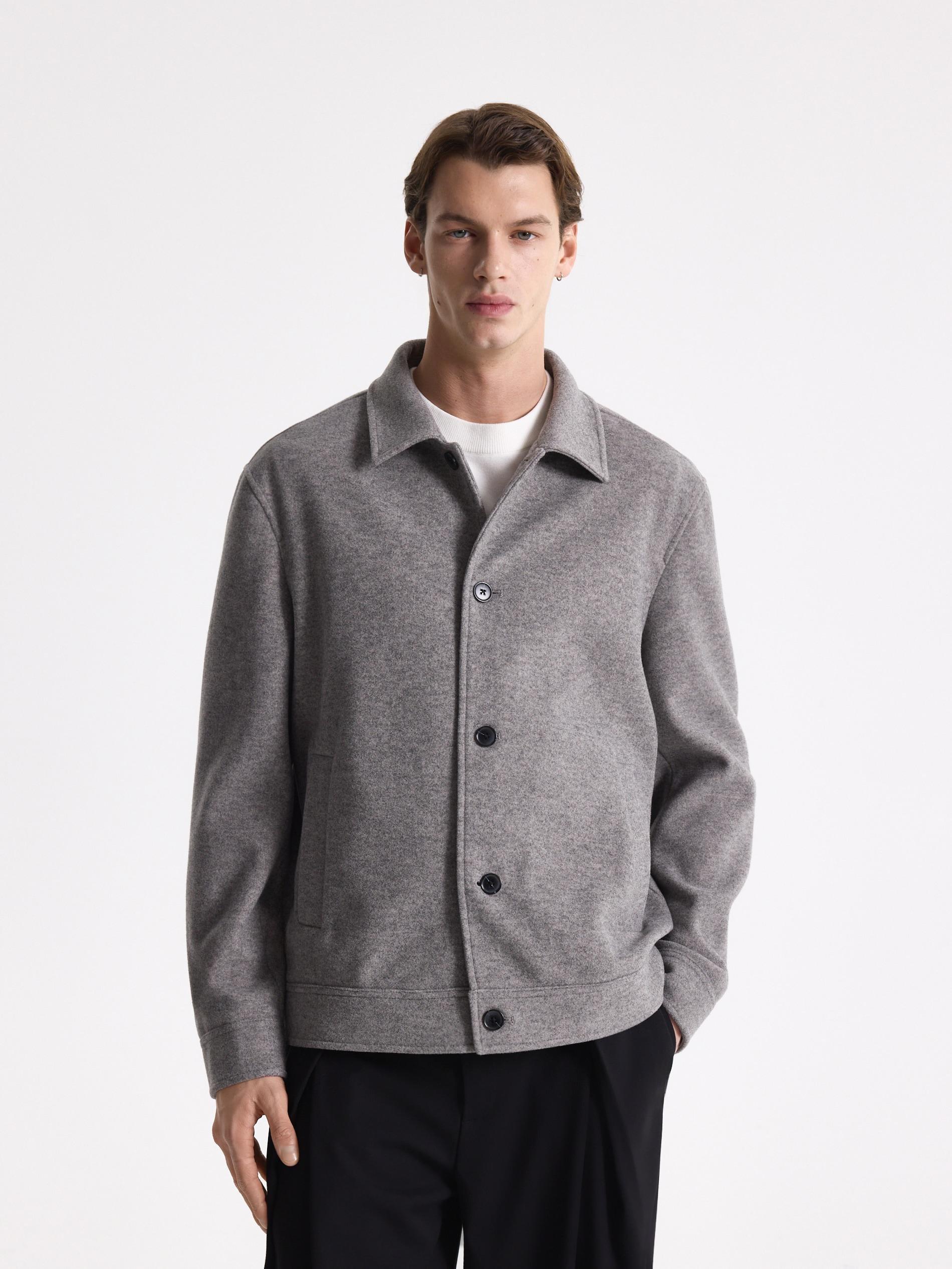 Grey Shacket With Collar, Light grey, large image number 0