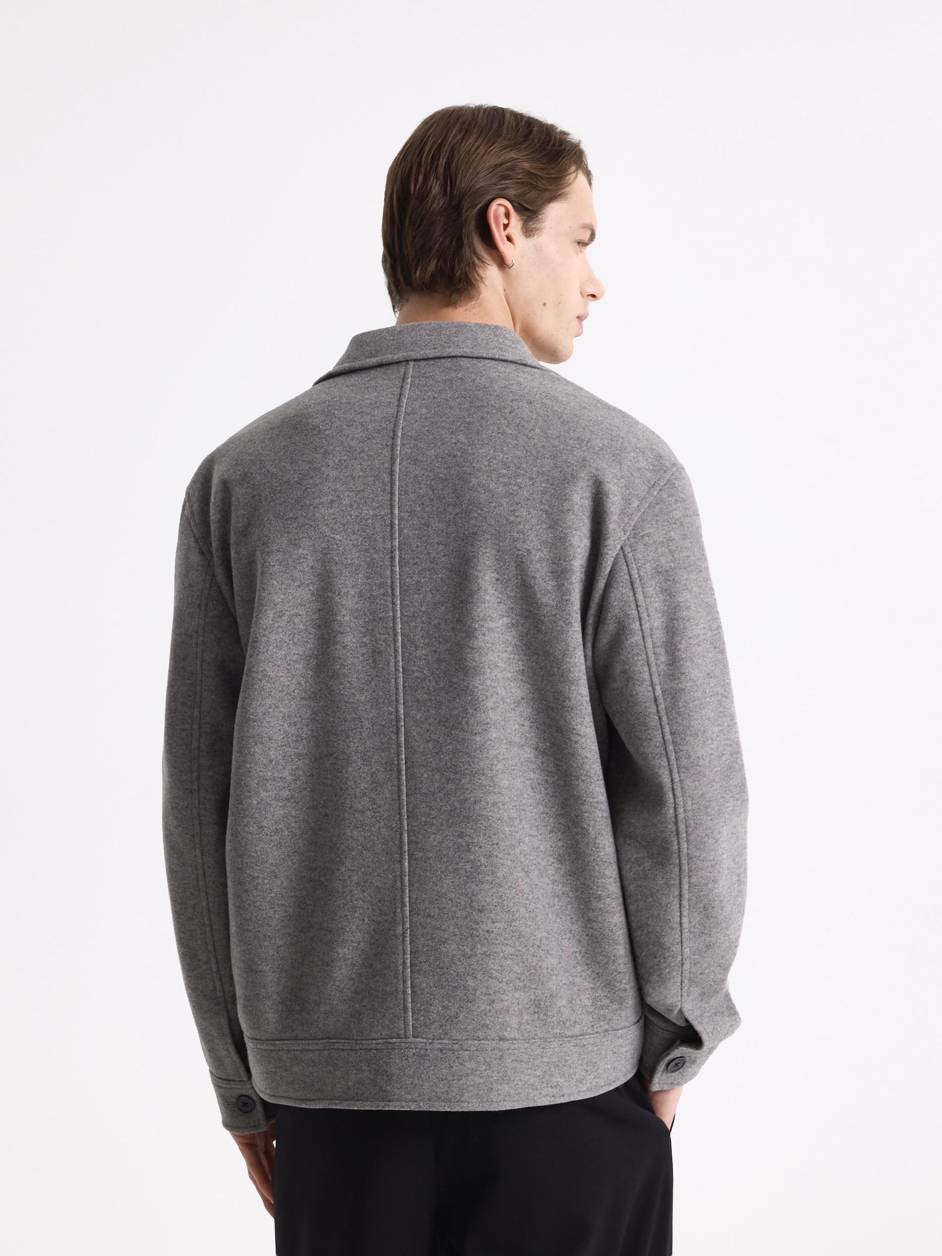 Grey Shacket With Collar, Light grey, large image number 1