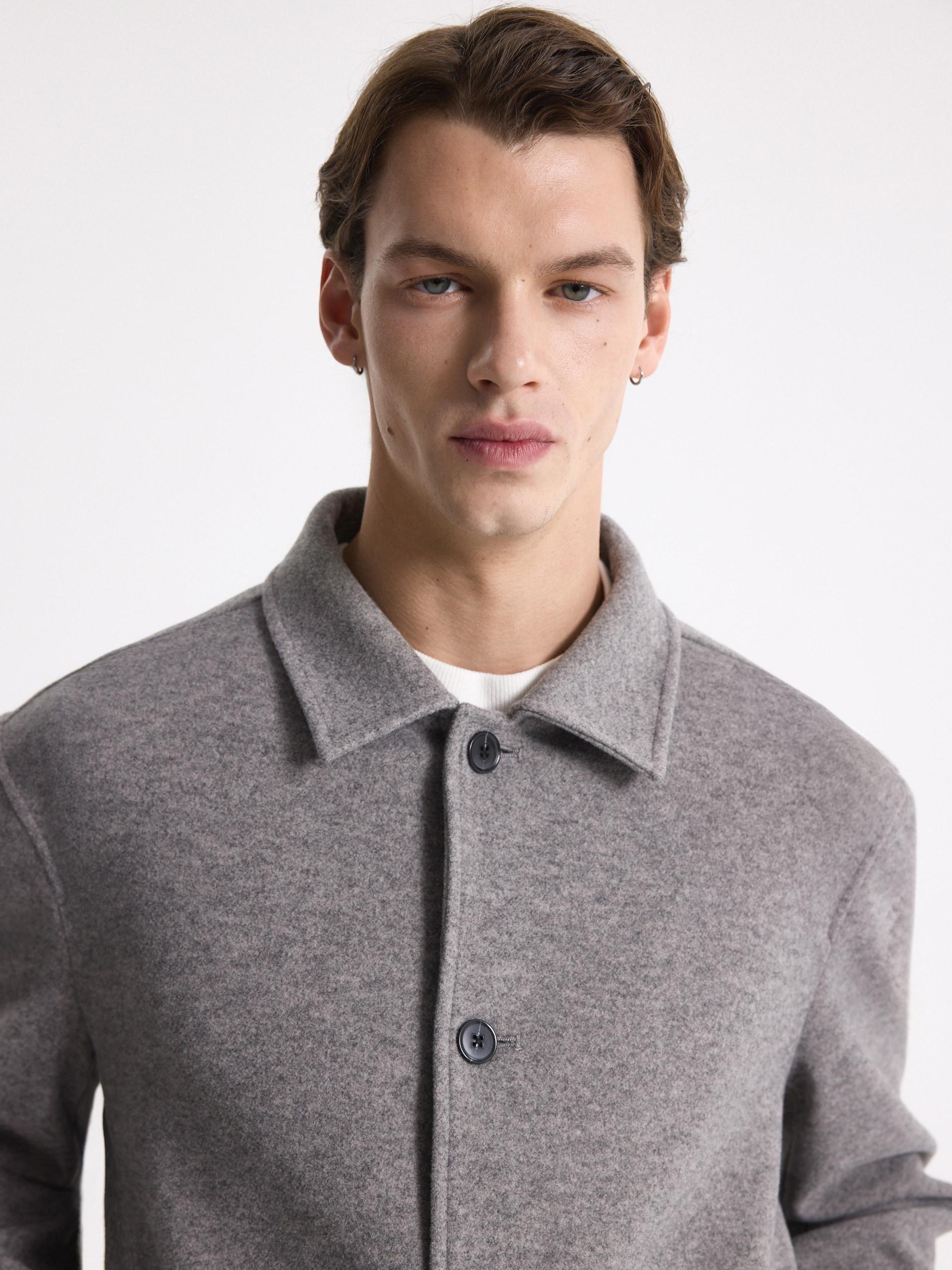 Grey Shacket With Collar, Light grey, large image number 3