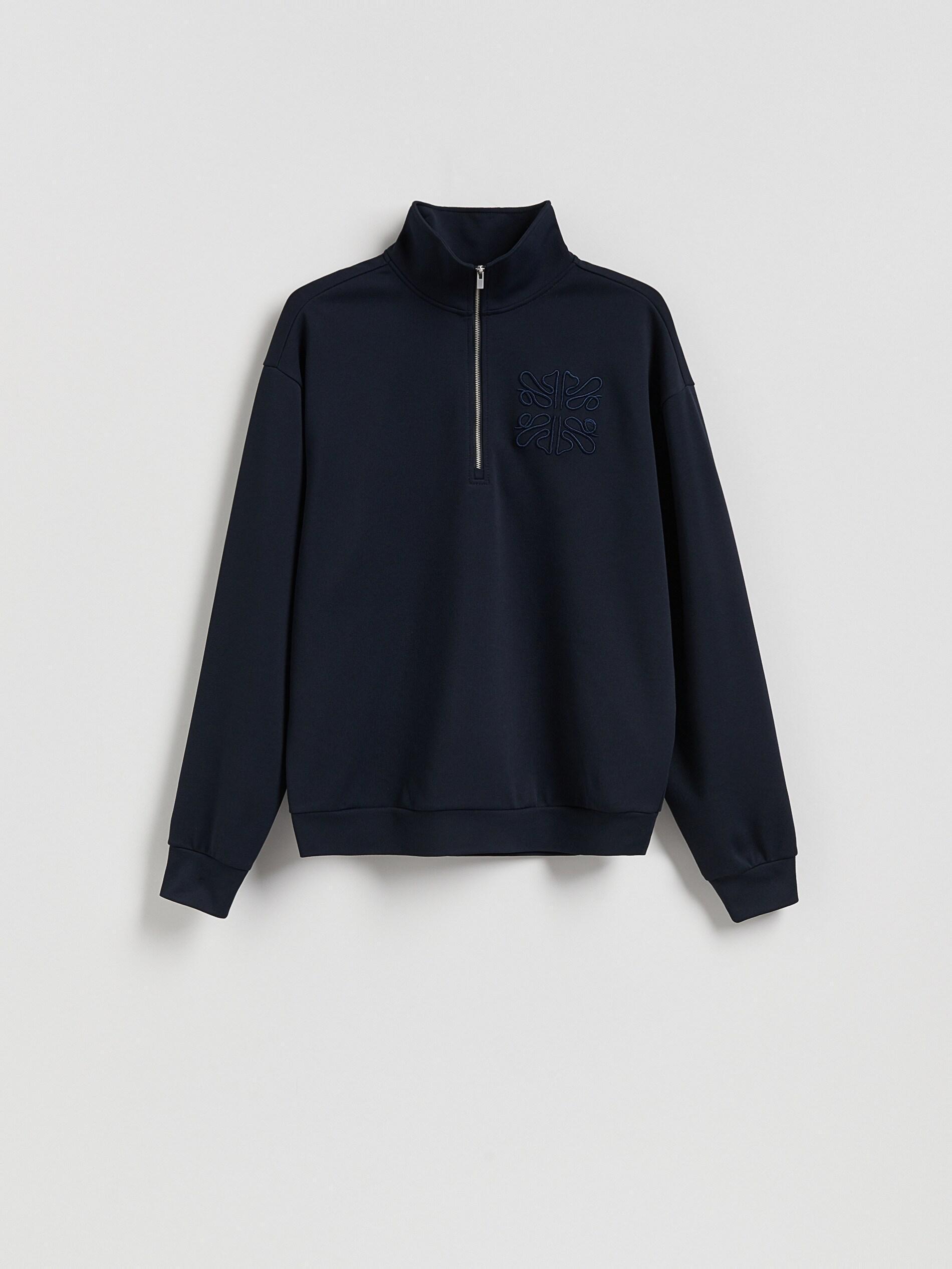 Navy Sweatshirt With Embroidery Detailing, Navy, large image number 4