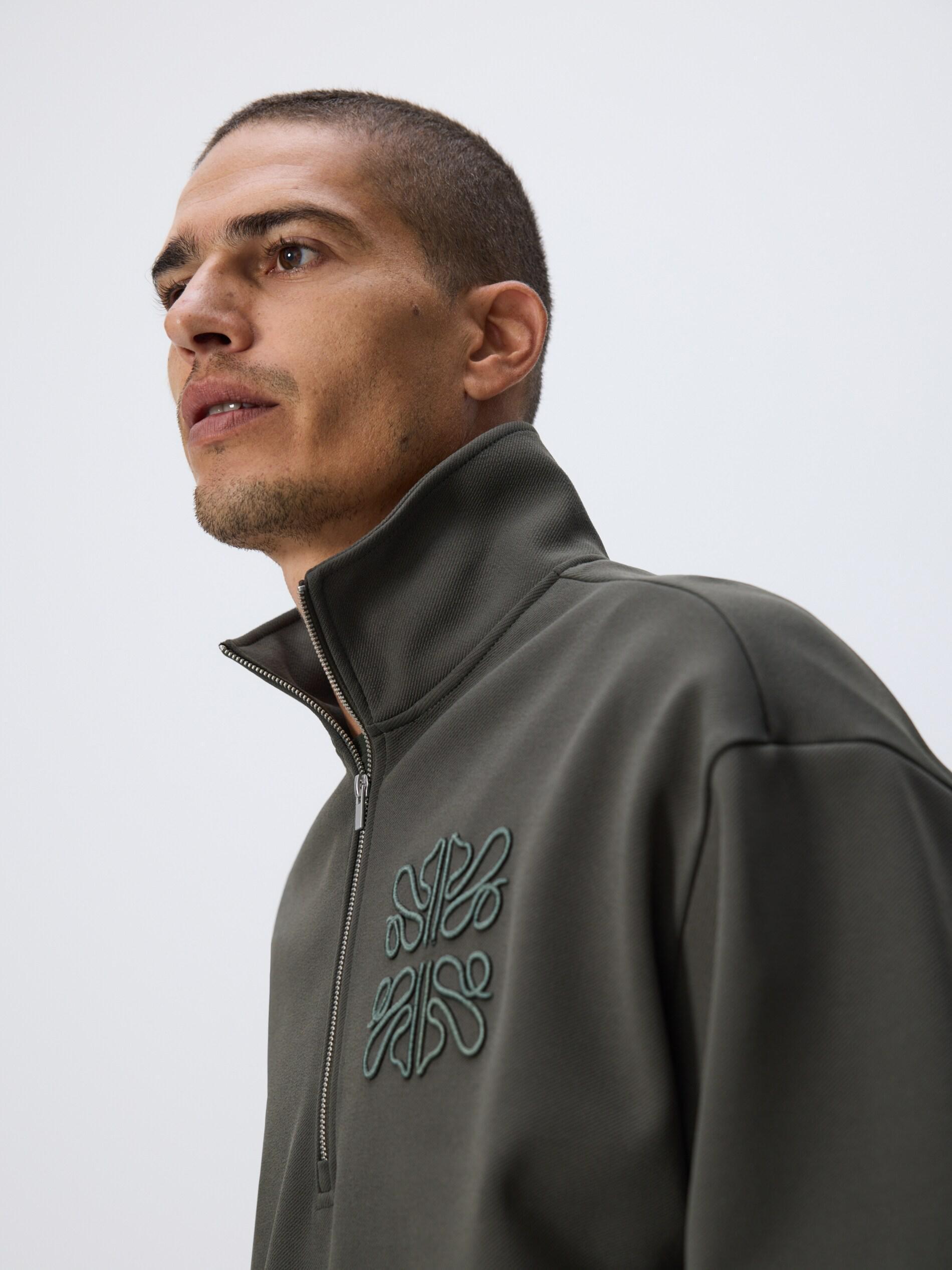 Green Sweatshirt With Embroidery Detailing, Khaki, medium