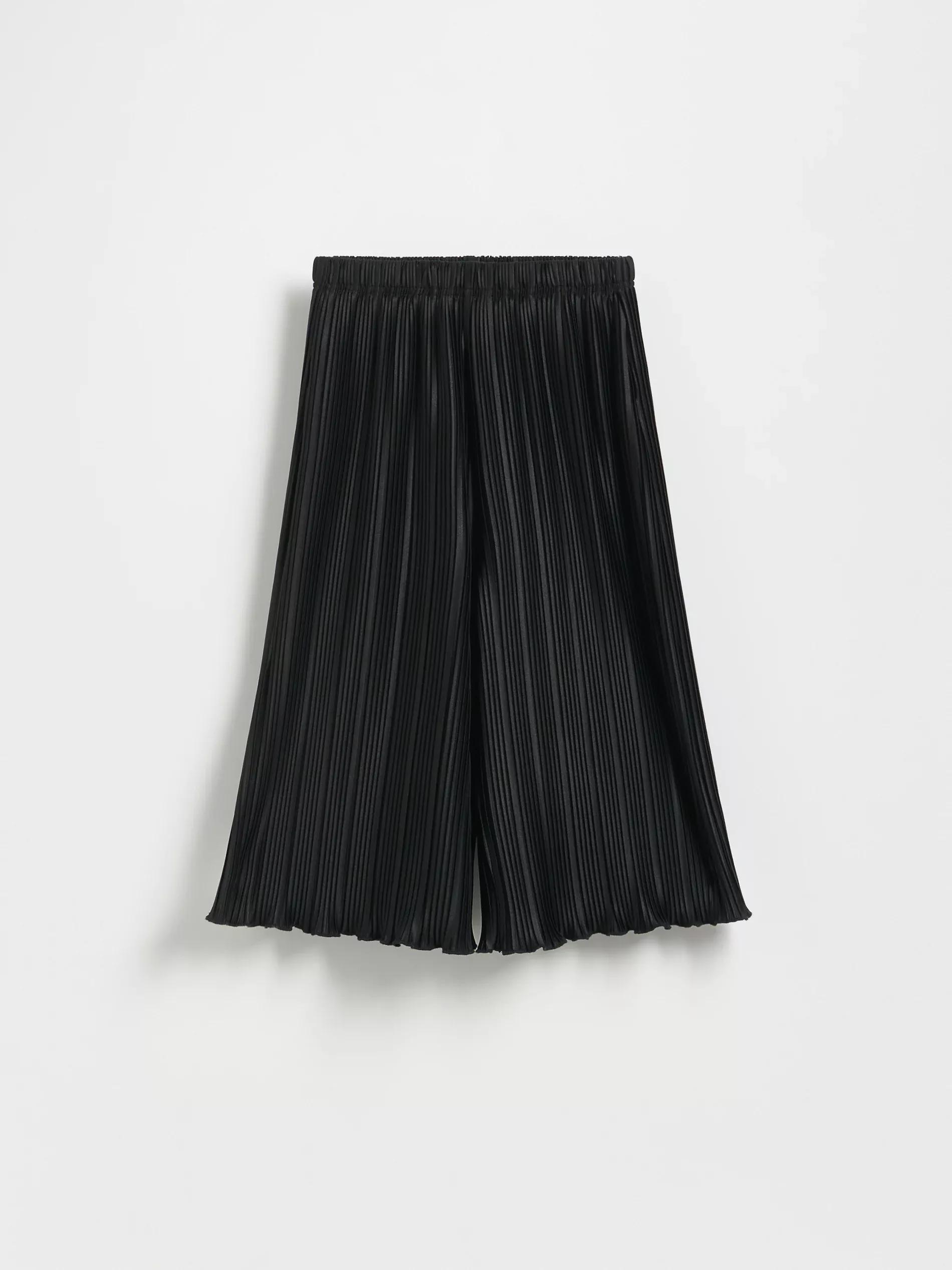 Black Pleated Culottes, Black, medium