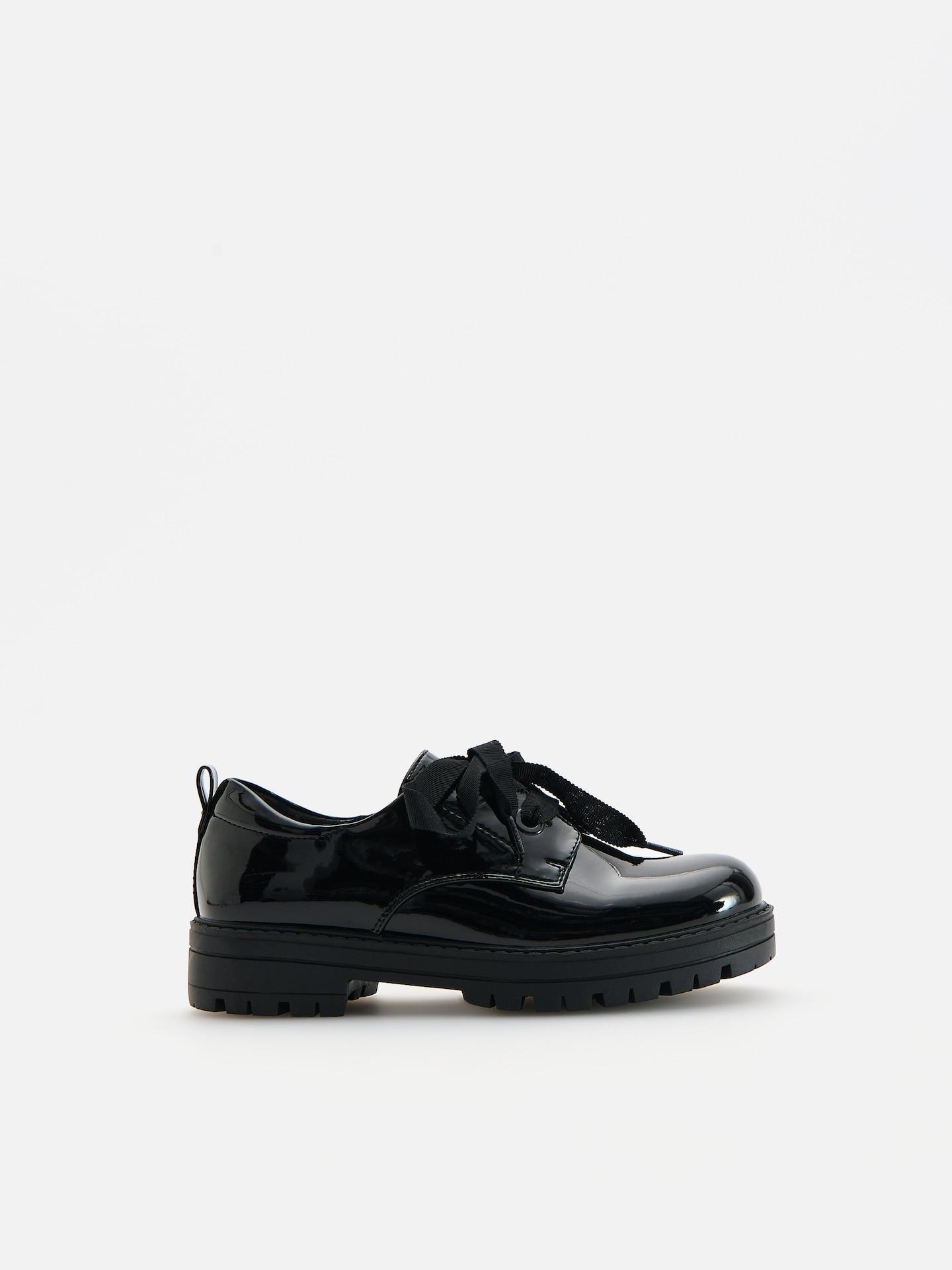Black Faux Leather Loafers, Black, medium