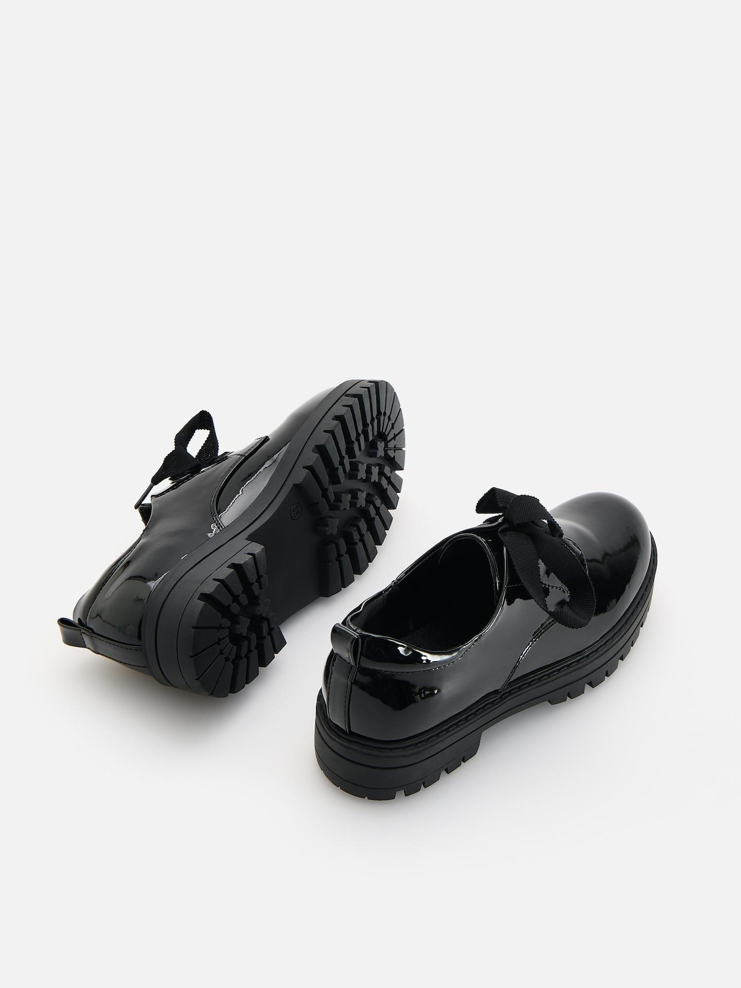 Black Faux Leather Loafers, Black, large image number 3