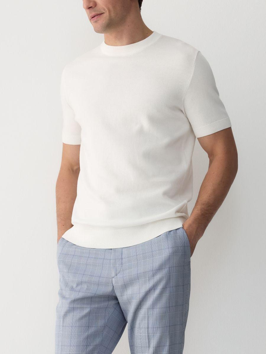 Cream Short Sleeve Sweater, , large image number 0